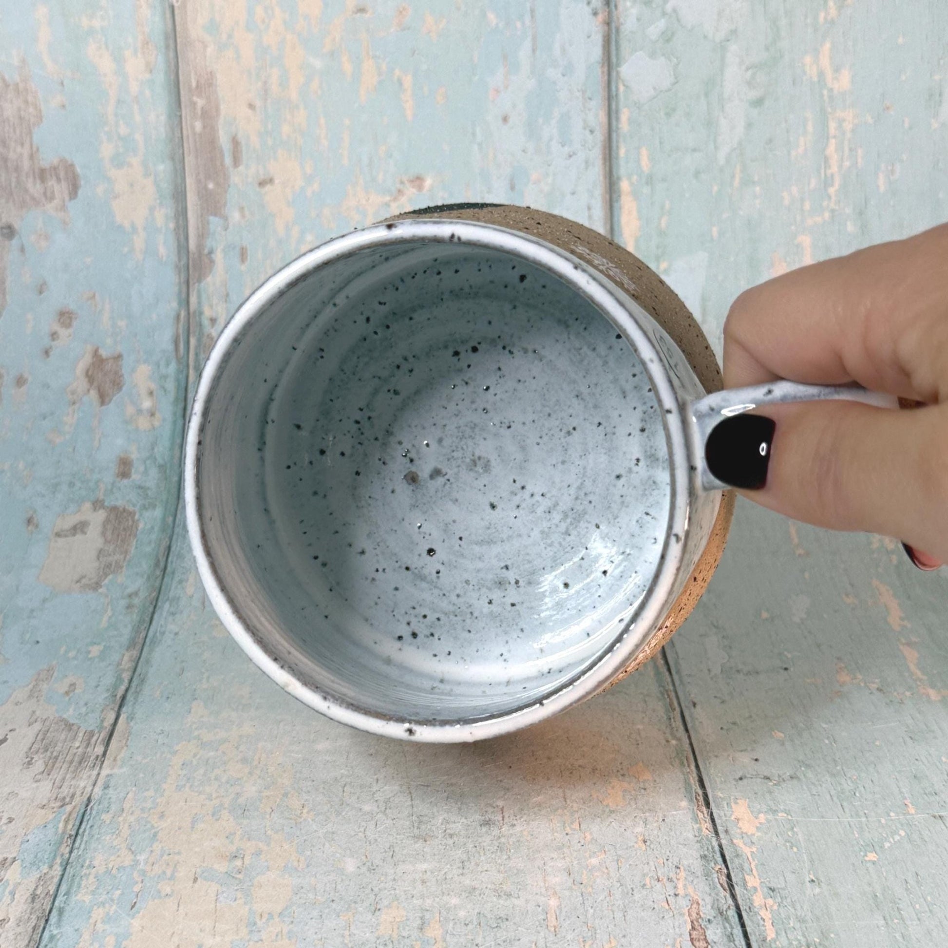Black and White Christmas Tree Mug, Handmade Ceramic Cup - FJD Ceramics