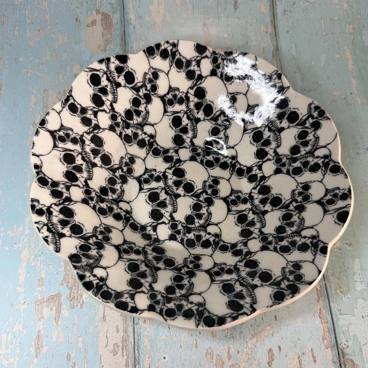 Black and White Skull Bowl - FJD Ceramics