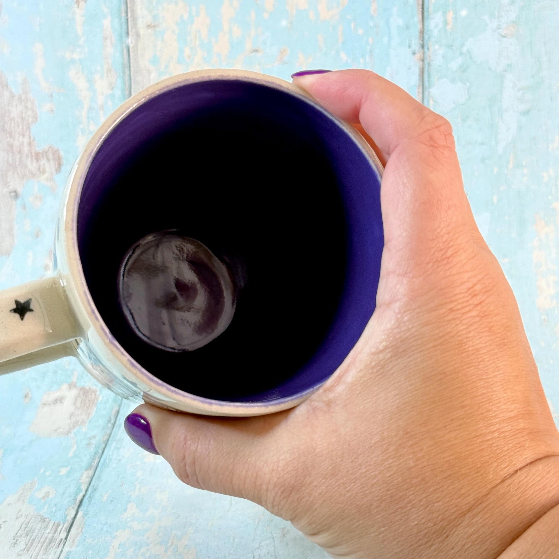 Black and White Tarot and Star Mug, Large Ceramic Cup - FJD Ceramics