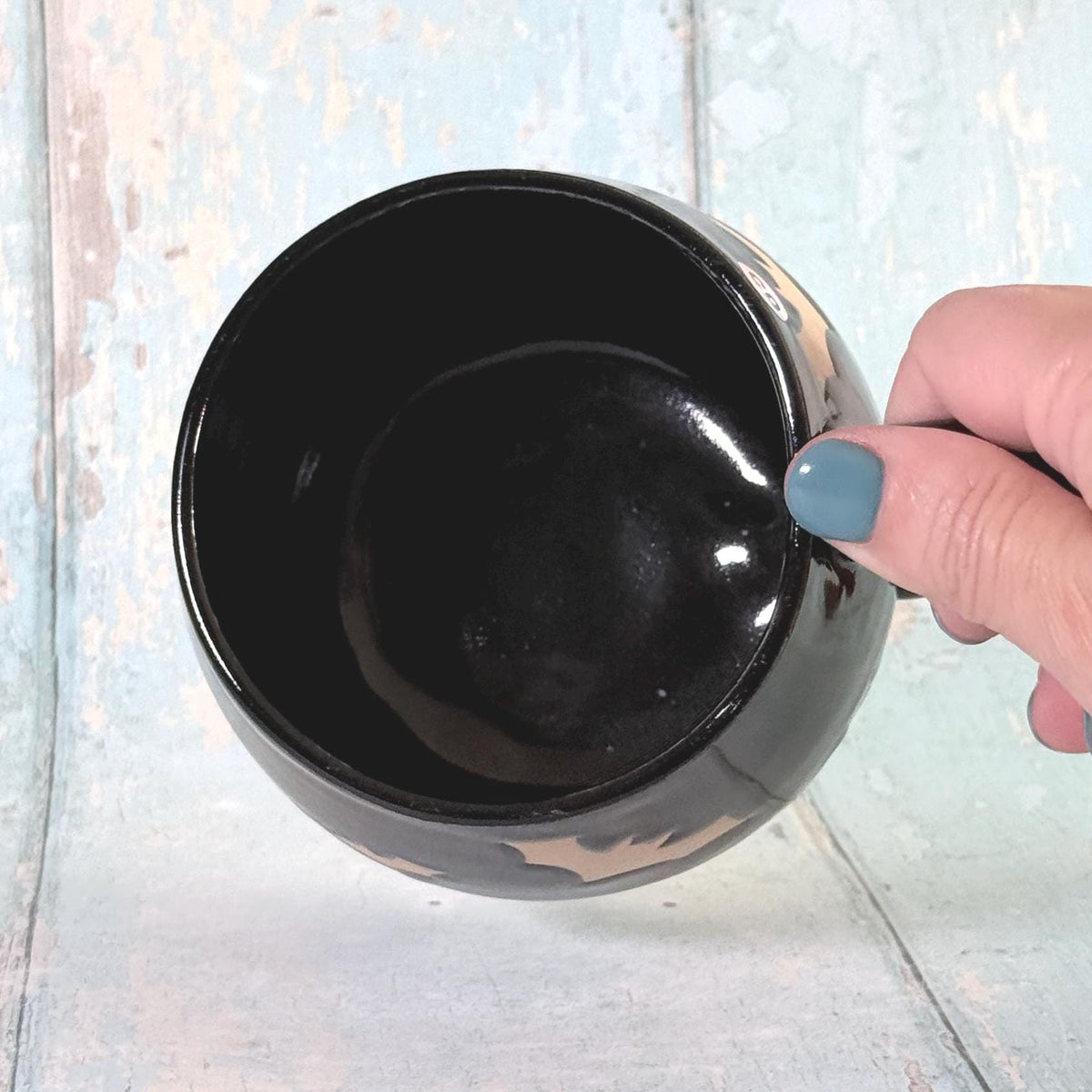 Black Bat Mug, Handmade Ceramic Cup, Spooky Halloween Mug - Second - FJD Ceramics