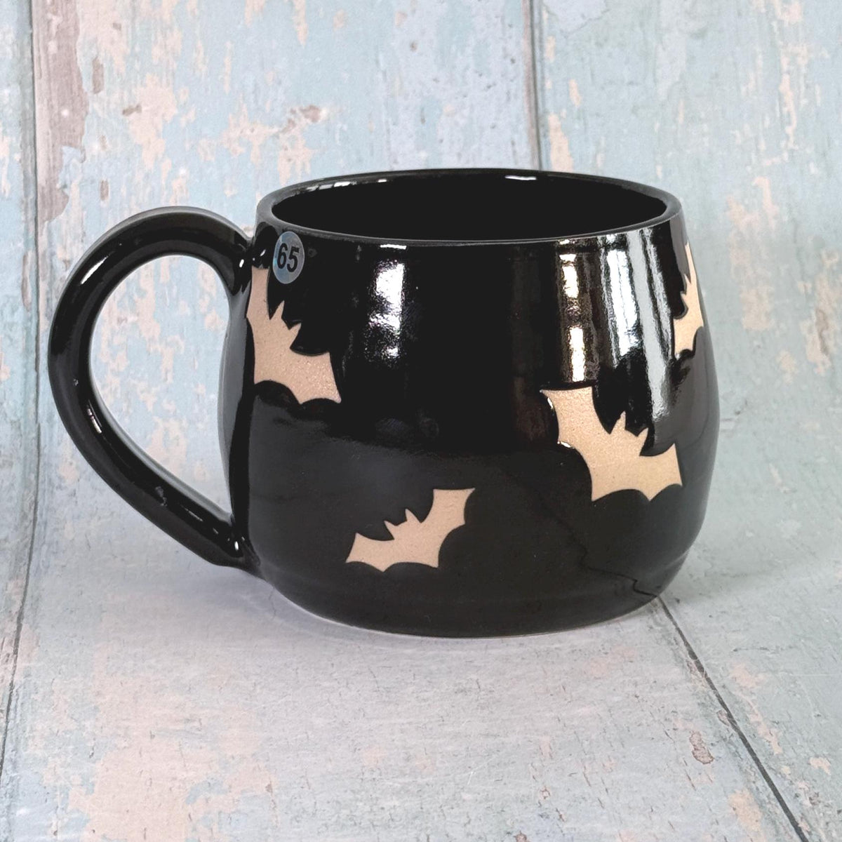 Black Bat Mug, Handmade Ceramic Cup, Spooky Halloween Mug - Second - FJD Ceramics