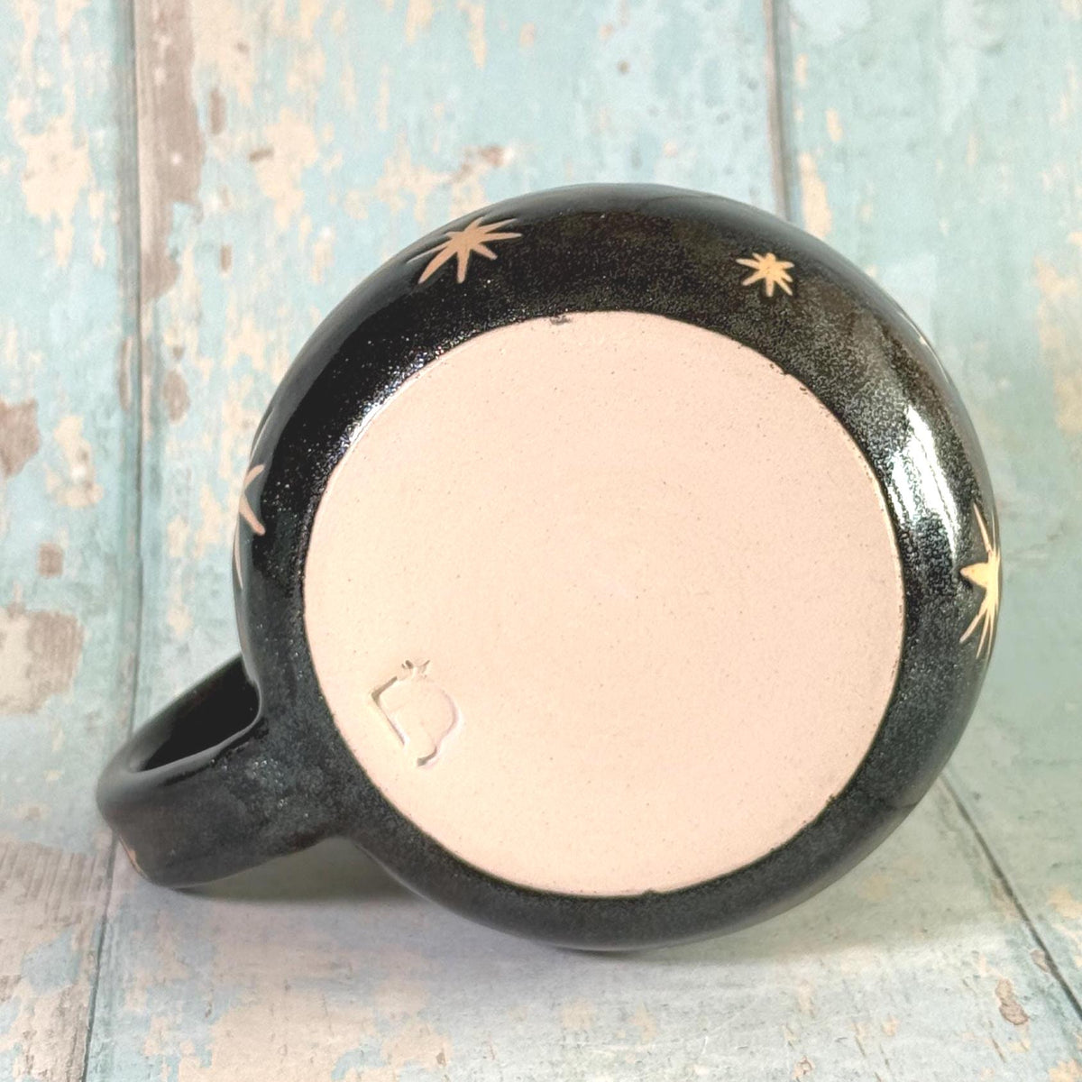 Black Glitter Moon & Star Celestial Mug, Ceramic Cup - FJD Ceramics