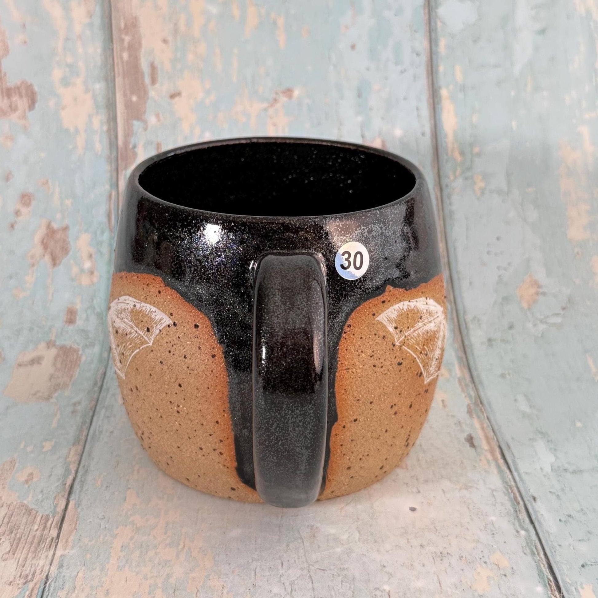 Black Halloween Bat Mug, Handmade Ceramic Cup - FJD Ceramics