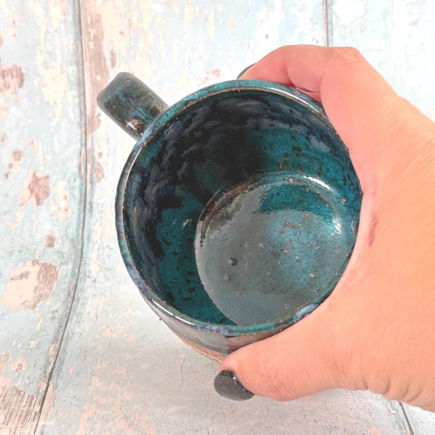 Black Skull Mug, Handmade Ceramic Cup - FJD Ceramics