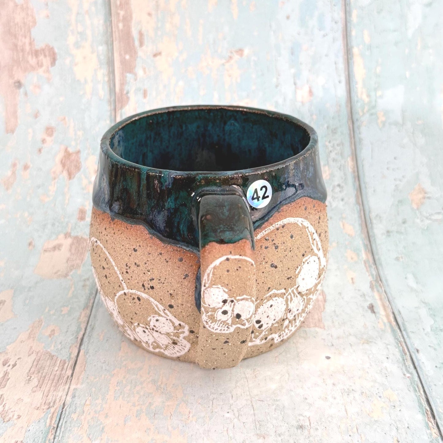Black Skull Mug, Handmade Ceramic Cup - FJD Ceramics