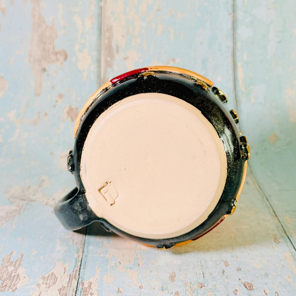Black Space Saturn Mug, Large Ceramic Cup - FJD Ceramics