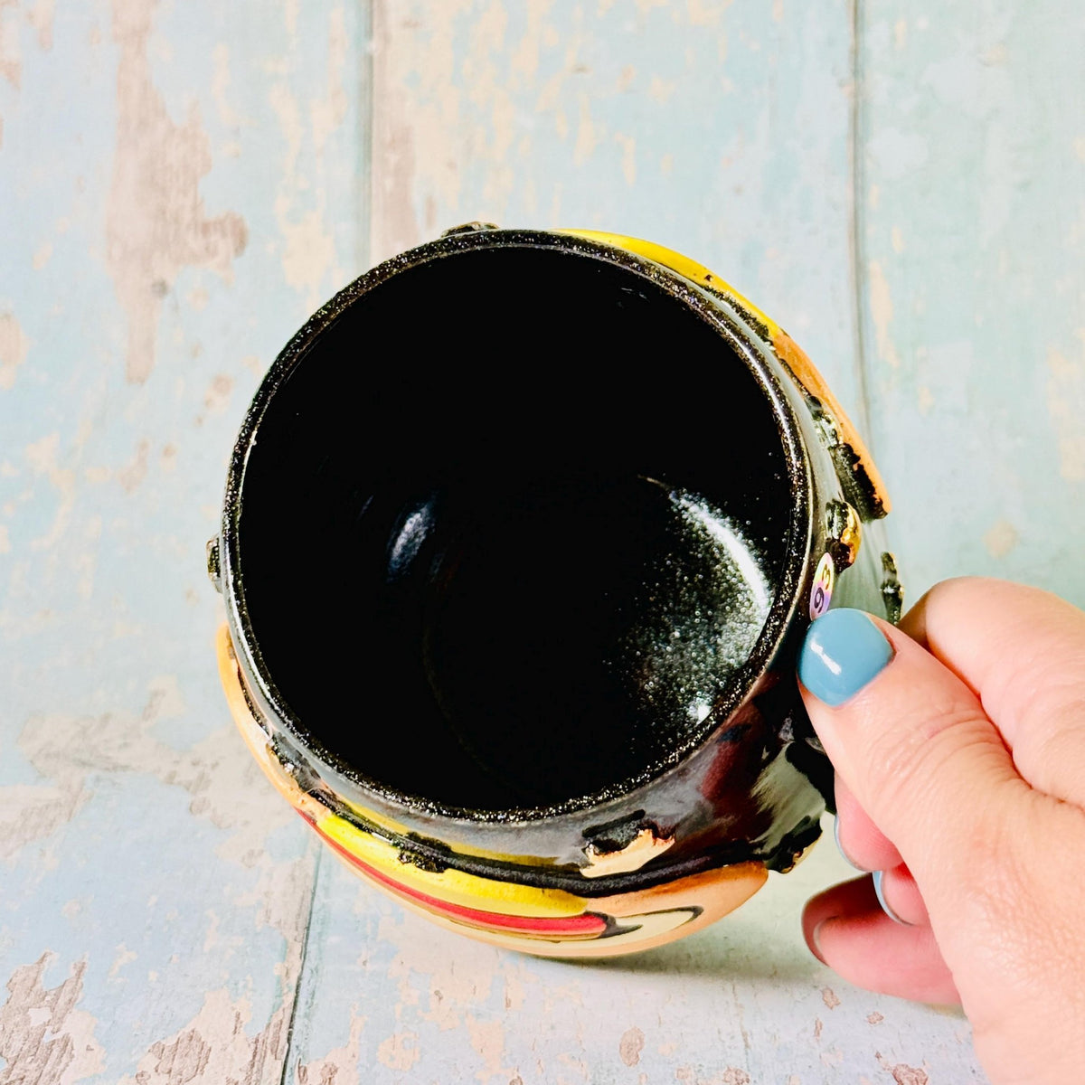 Black Space Saturn Mug, Large Ceramic Cup - FJD Ceramics