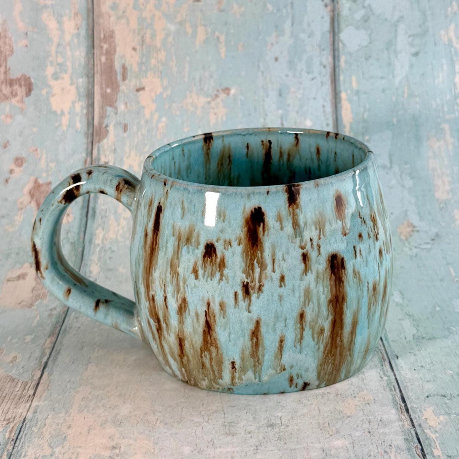 Blue and Gold Moon Mug, Handmade Ceramic Mug - FJD Ceramics