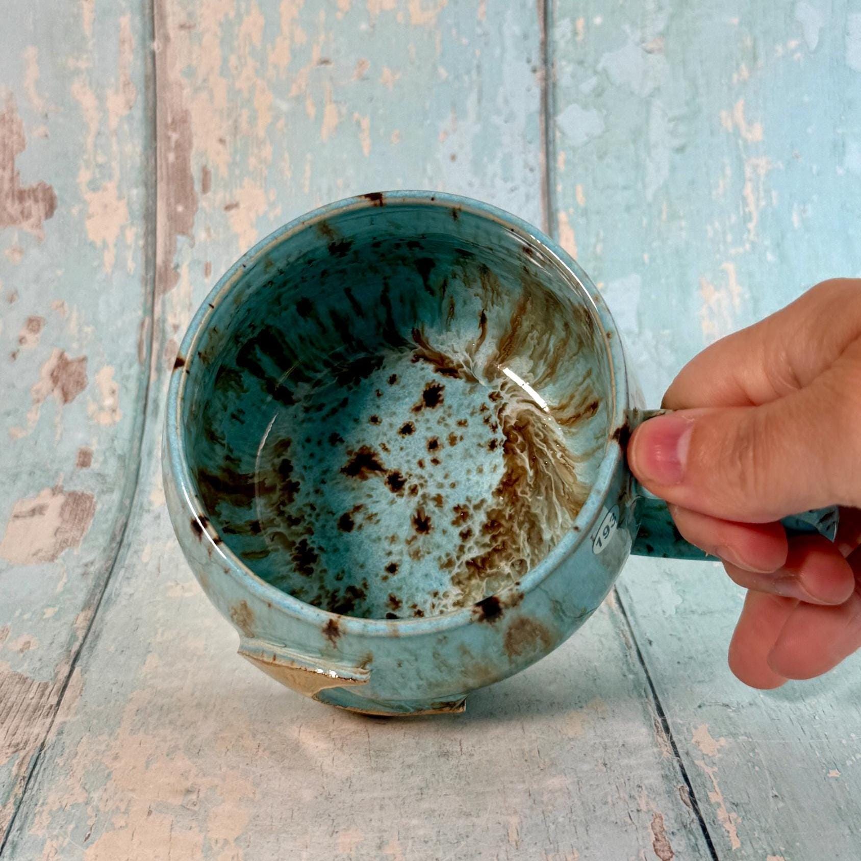 Blue and Gold Moon Mug, Handmade Ceramic Mug - FJD Ceramics