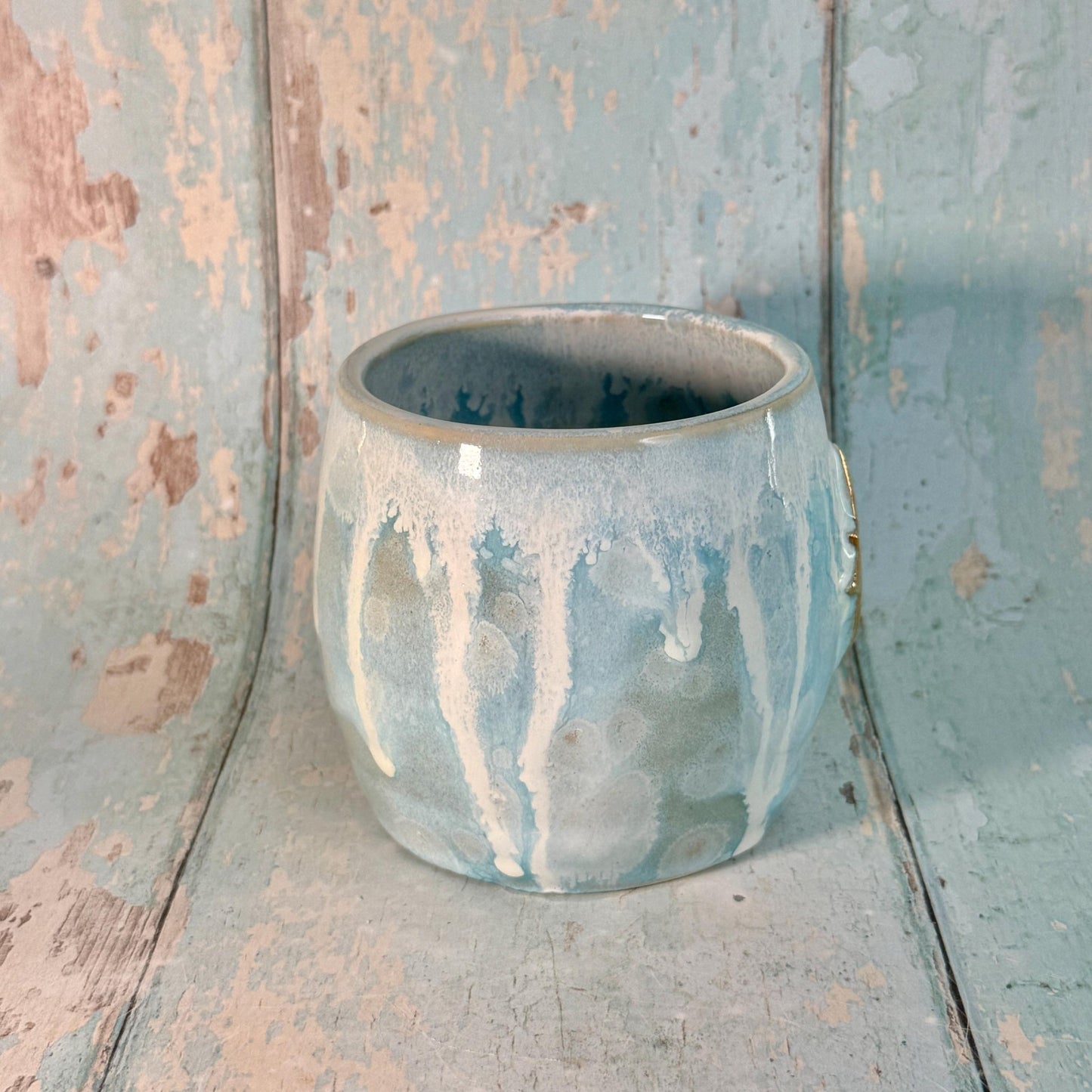 Blue and Gold Northern Star Mug, Handmade Ceramic Mug - FJD Ceramics