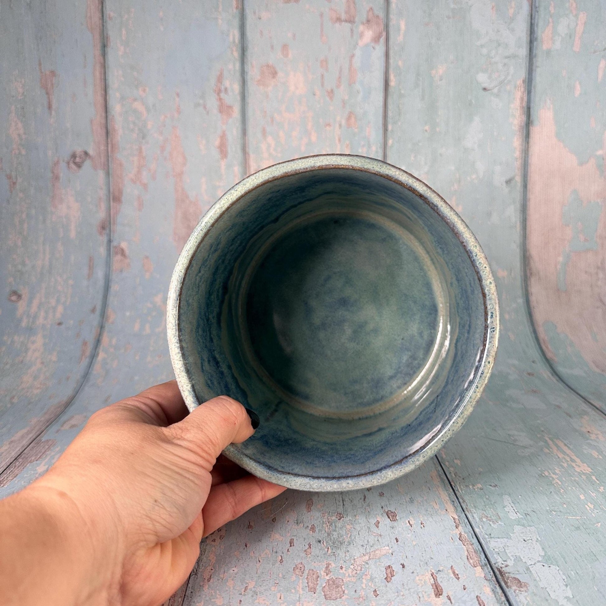 Blue and Grey Skull Planter, Ceramic Plant Pot - FJD Ceramics