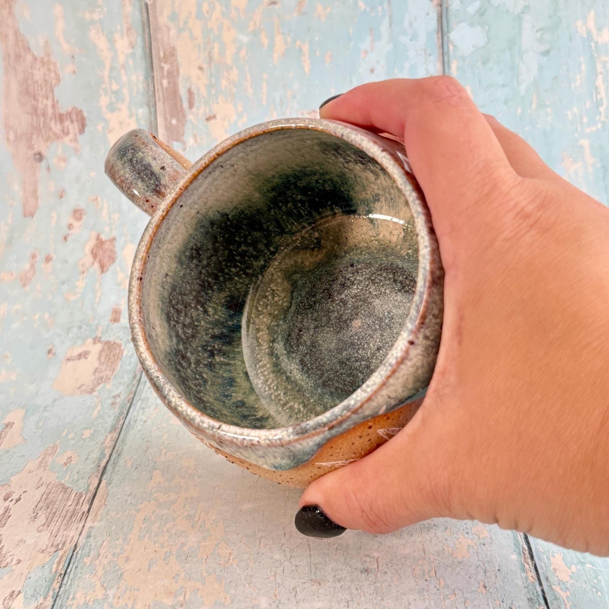 Blue Autumn Fall Mug, Large Ceramic Cup - FJD Ceramics