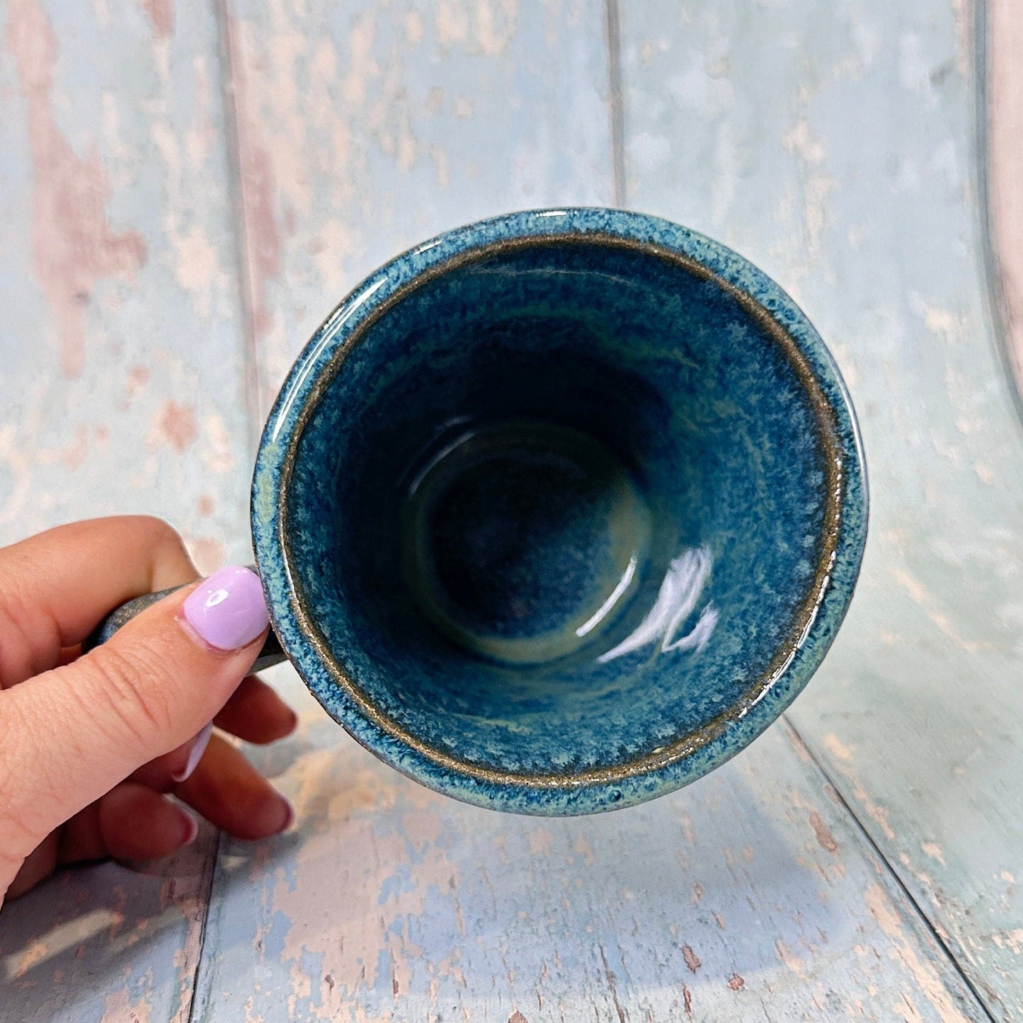 Blue Butterfly Mug, Large Ceramic Cup - FJD Ceramics