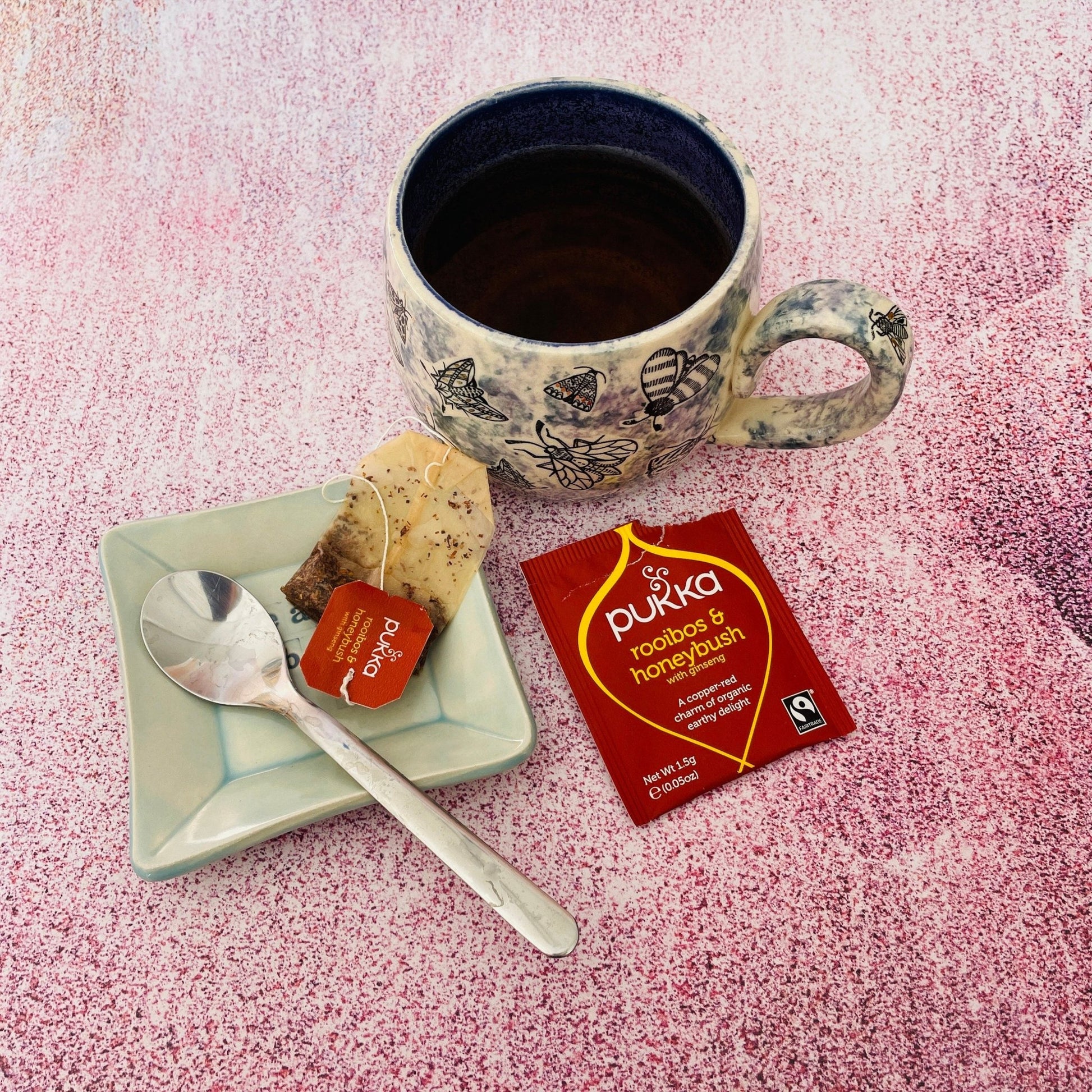 Blue Ceramic Dish, Tea Bag Holder - FJD Ceramics
