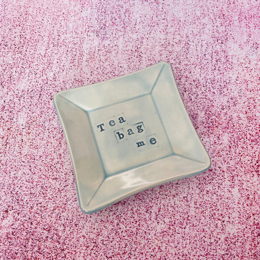 Blue Ceramic Dish, Tea Bag Holder - FJD Ceramics