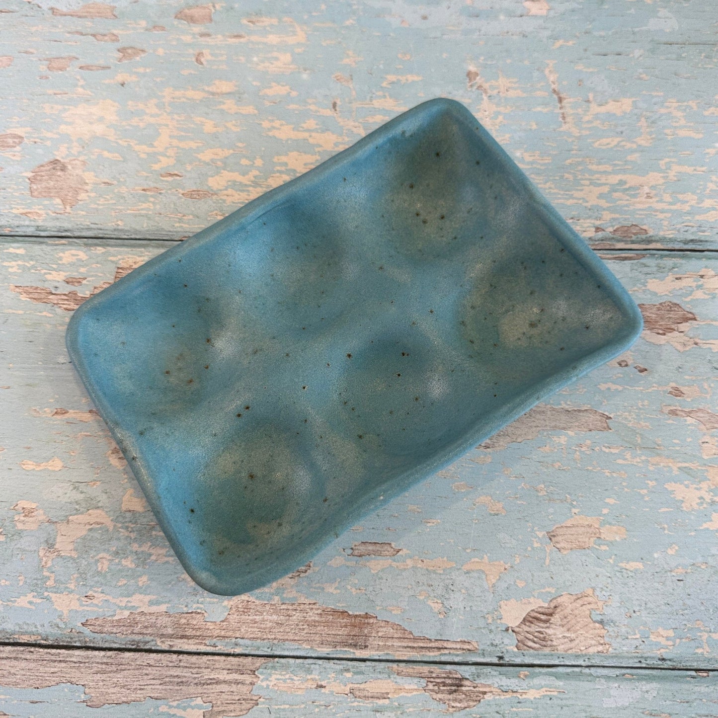 Blue Ceramic Egg Tray, Holds 6 or 12 Eggs - FJD Ceramics