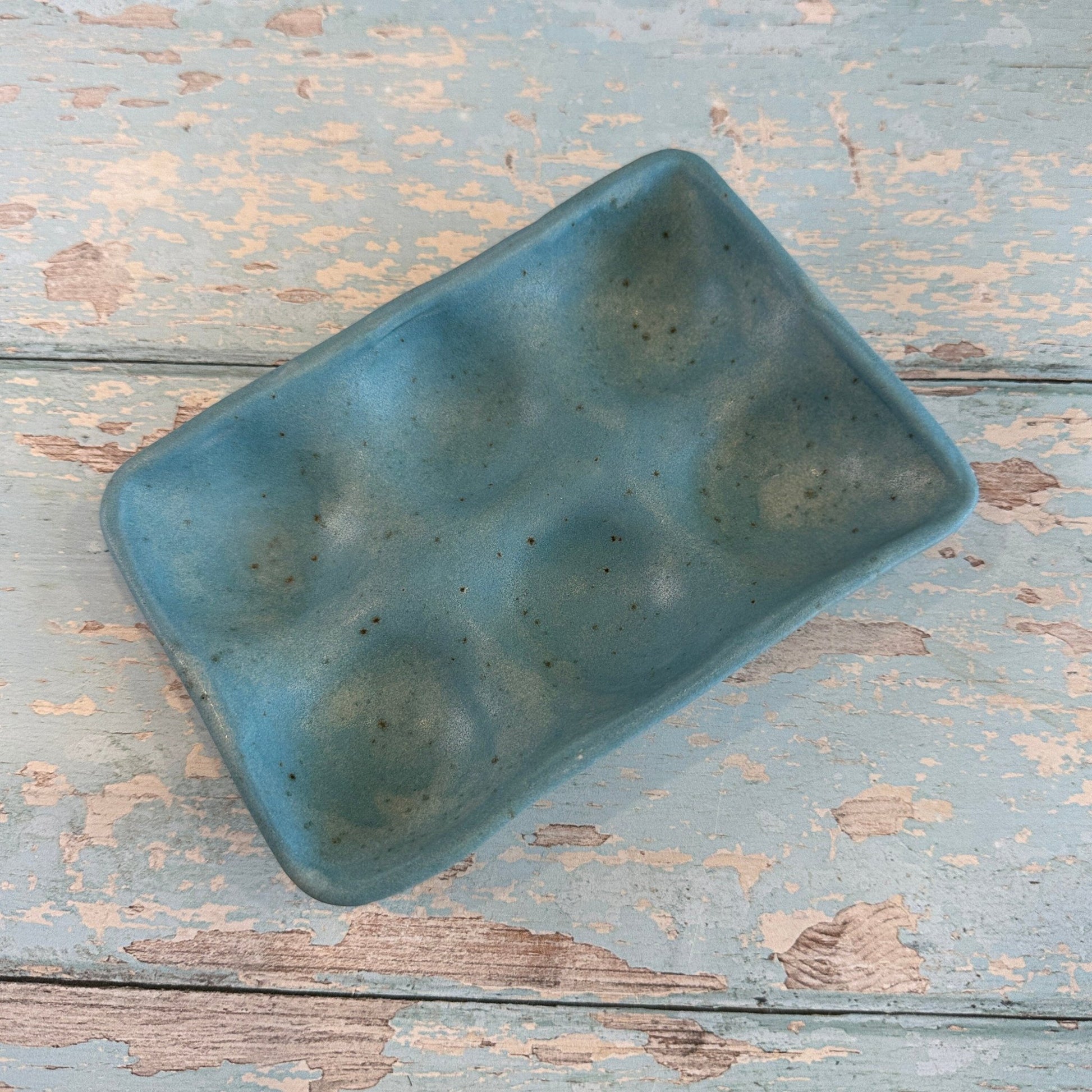 Blue Ceramic Egg Tray, Holds 6 or 12 Eggs - FJD Ceramics
