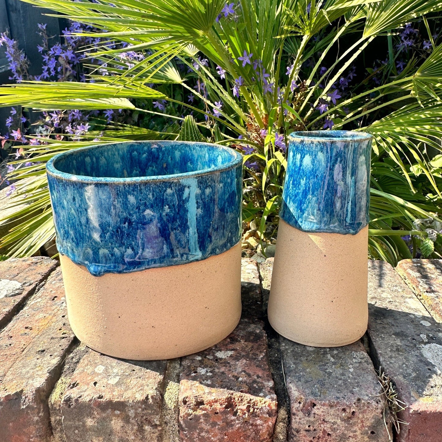 Blue Ceramic Planter, Indoor Plant Pot - FJD Ceramics