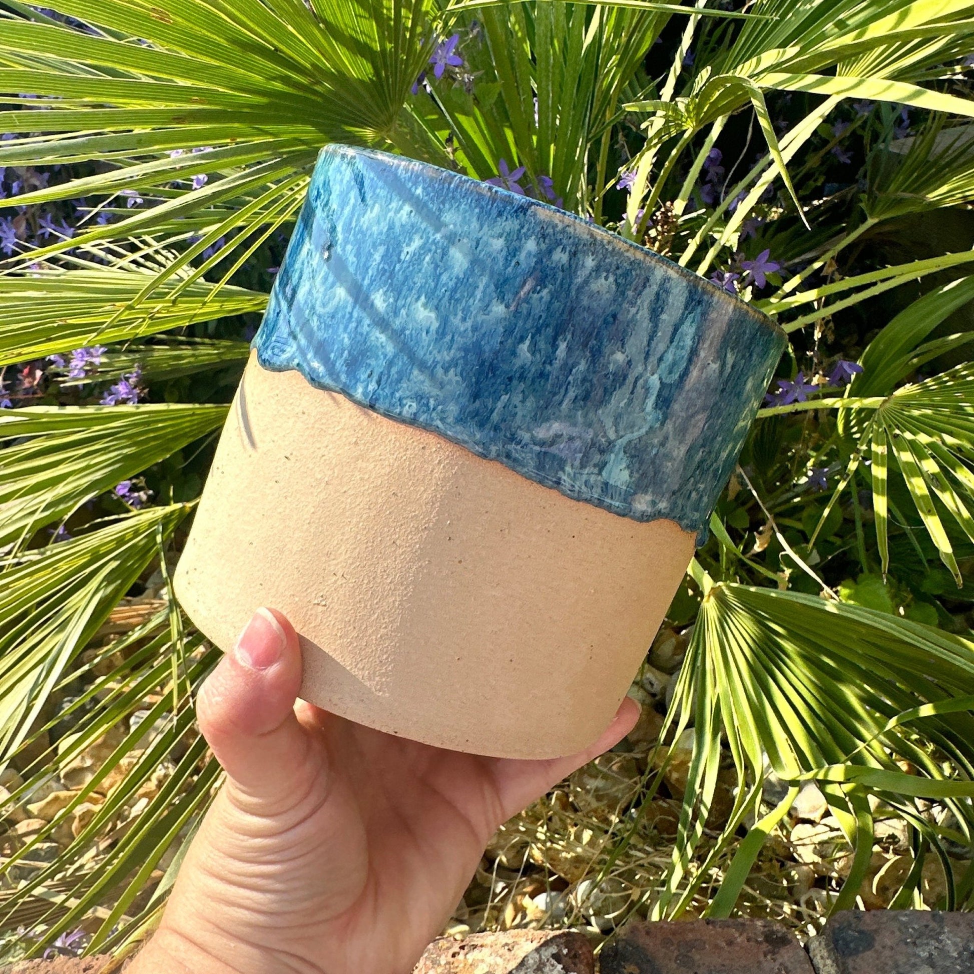 Blue Ceramic Planter, Indoor Plant Pot - FJD Ceramics