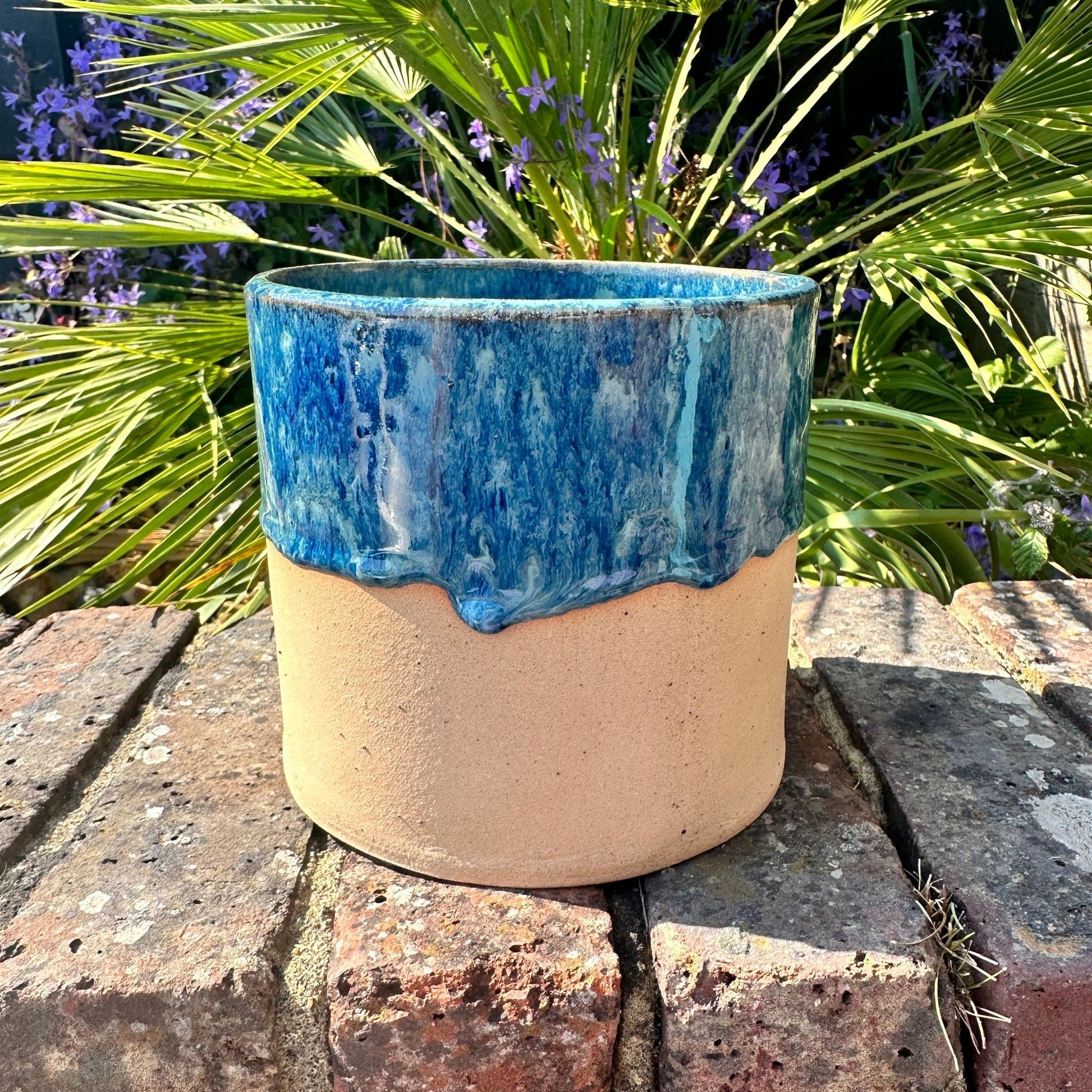 Blue Ceramic Planter, Indoor Plant Pot - FJD Ceramics