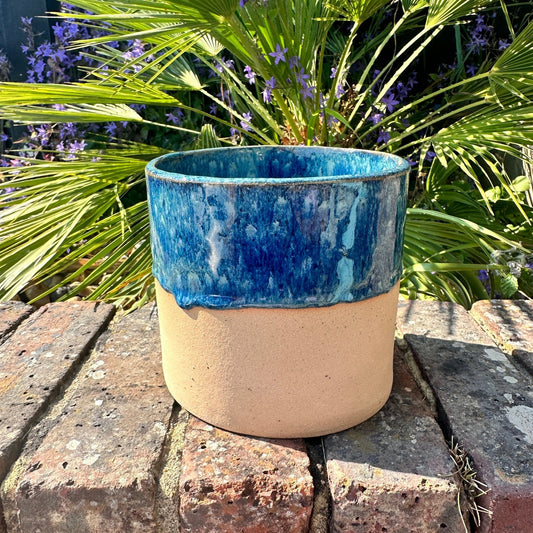 Blue Ceramic Planter, Indoor Plant Pot - FJD Ceramics