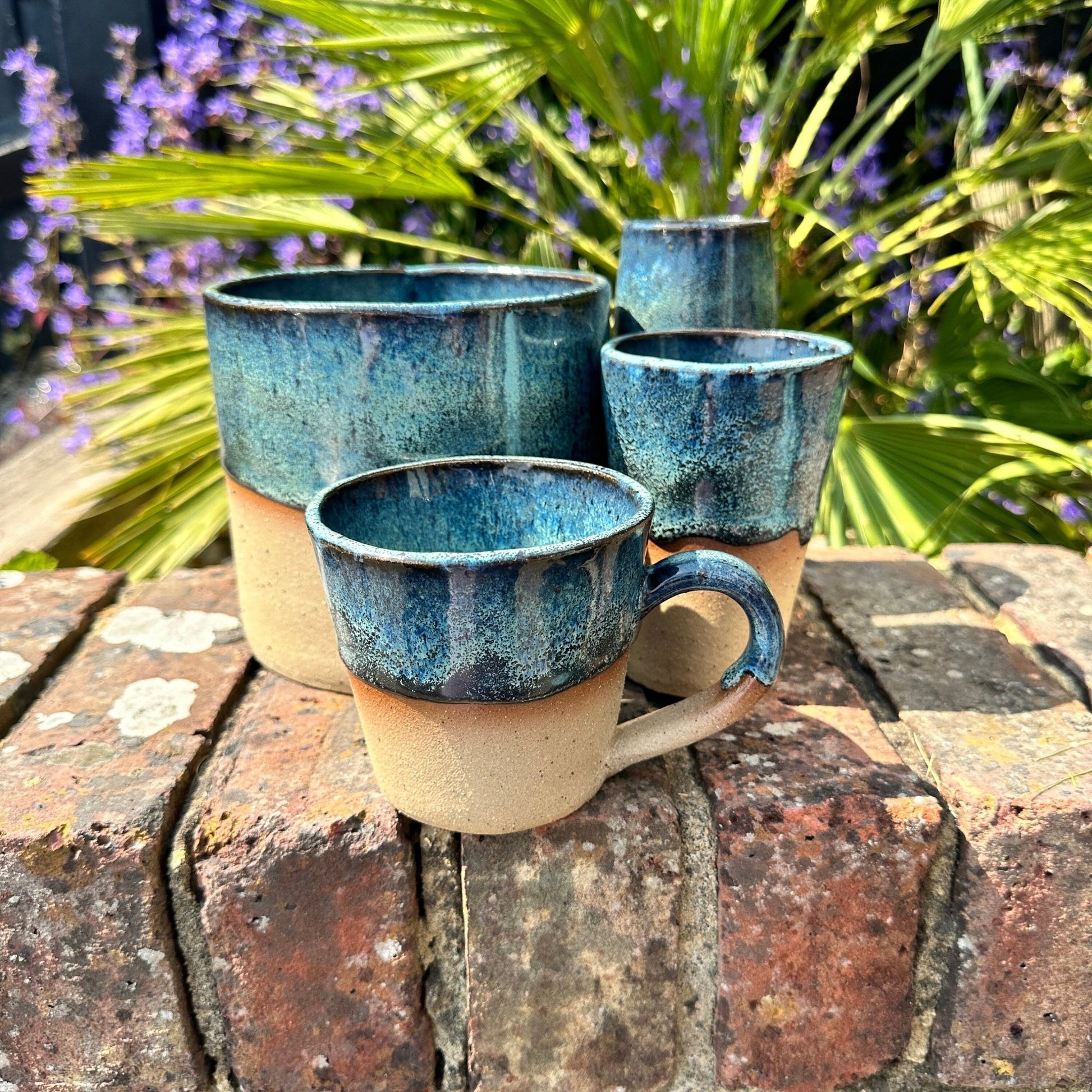 Blue Ceramic Tumbler, Handmade Modern Cup - FJD Ceramics