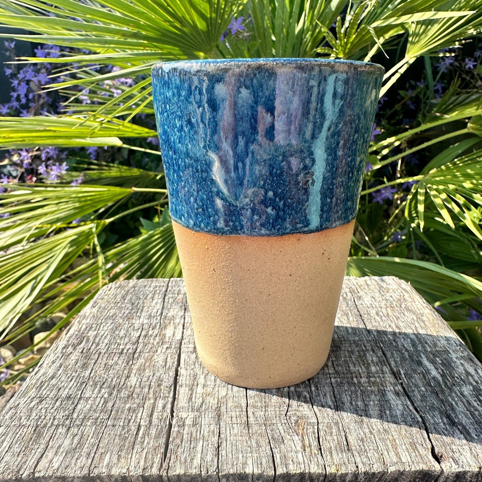 Blue Ceramic Tumbler, Handmade Modern Cup - FJD Ceramics