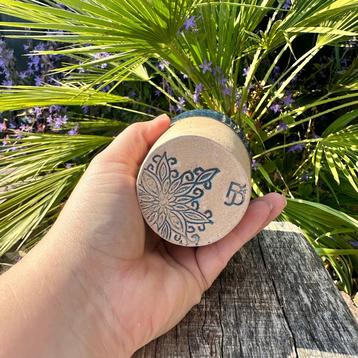 Blue Ceramic Tumbler, Handmade Modern Cup - FJD Ceramics