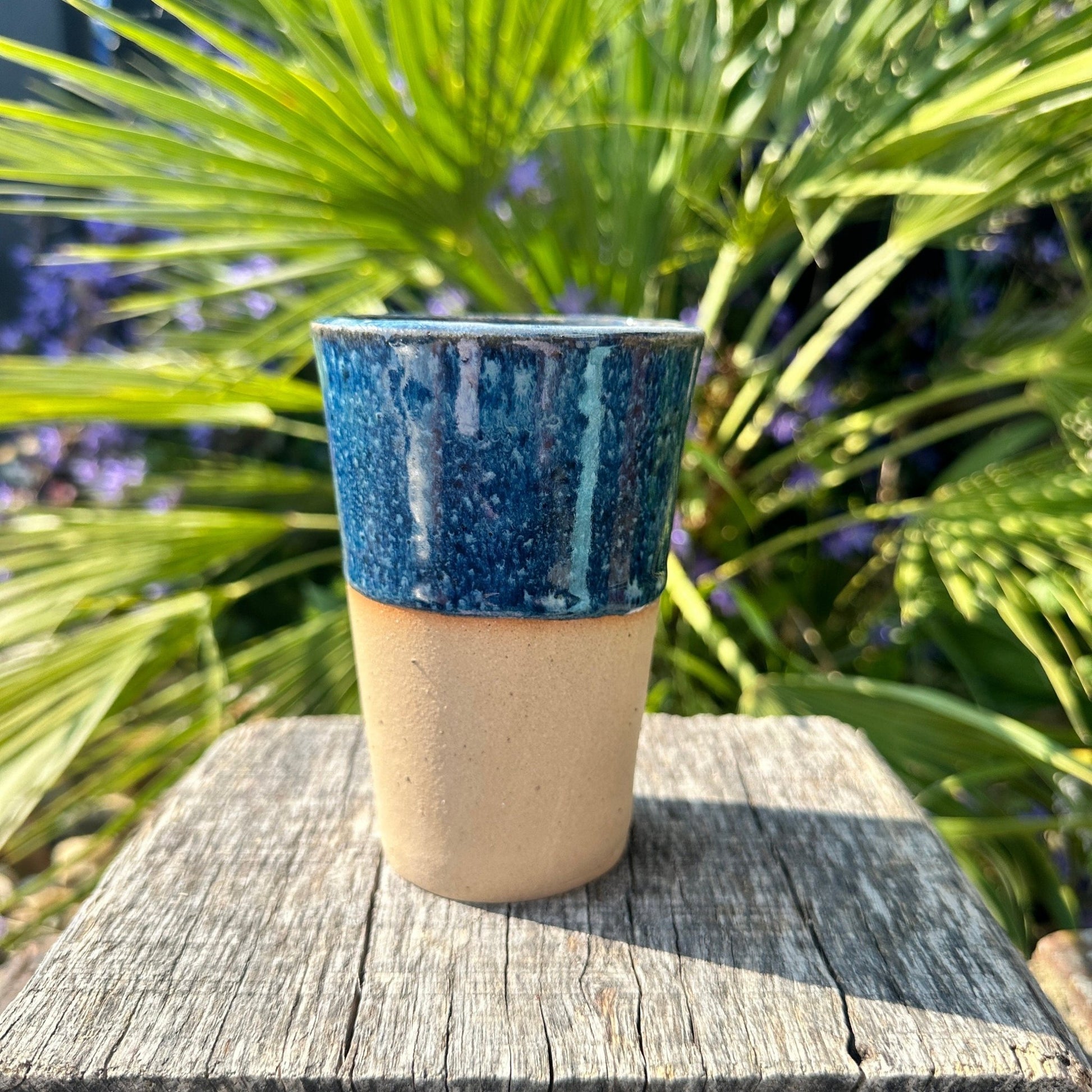 Blue Ceramic Tumbler, Handmade Modern Cup - FJD Ceramics