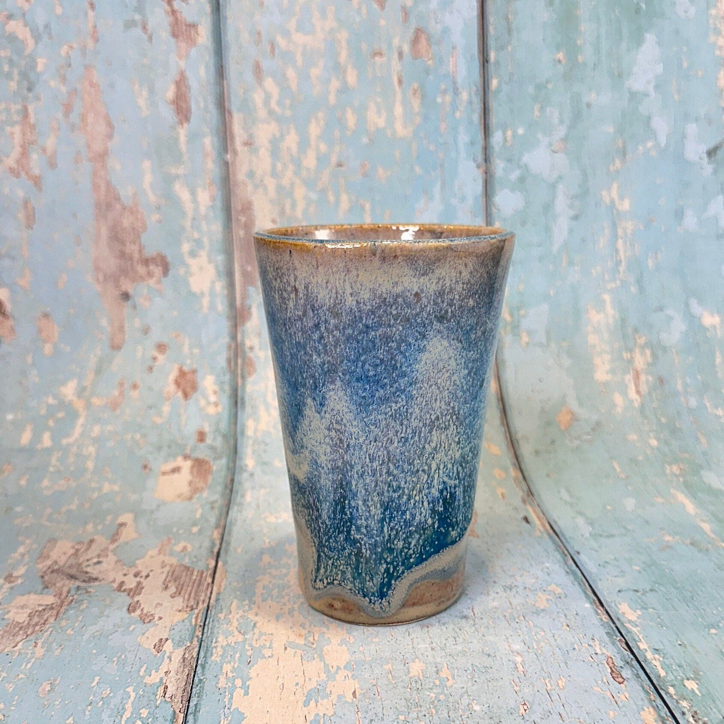 Blue Ceramic Tumbler, Handmade Modern Cup - FJD Ceramics