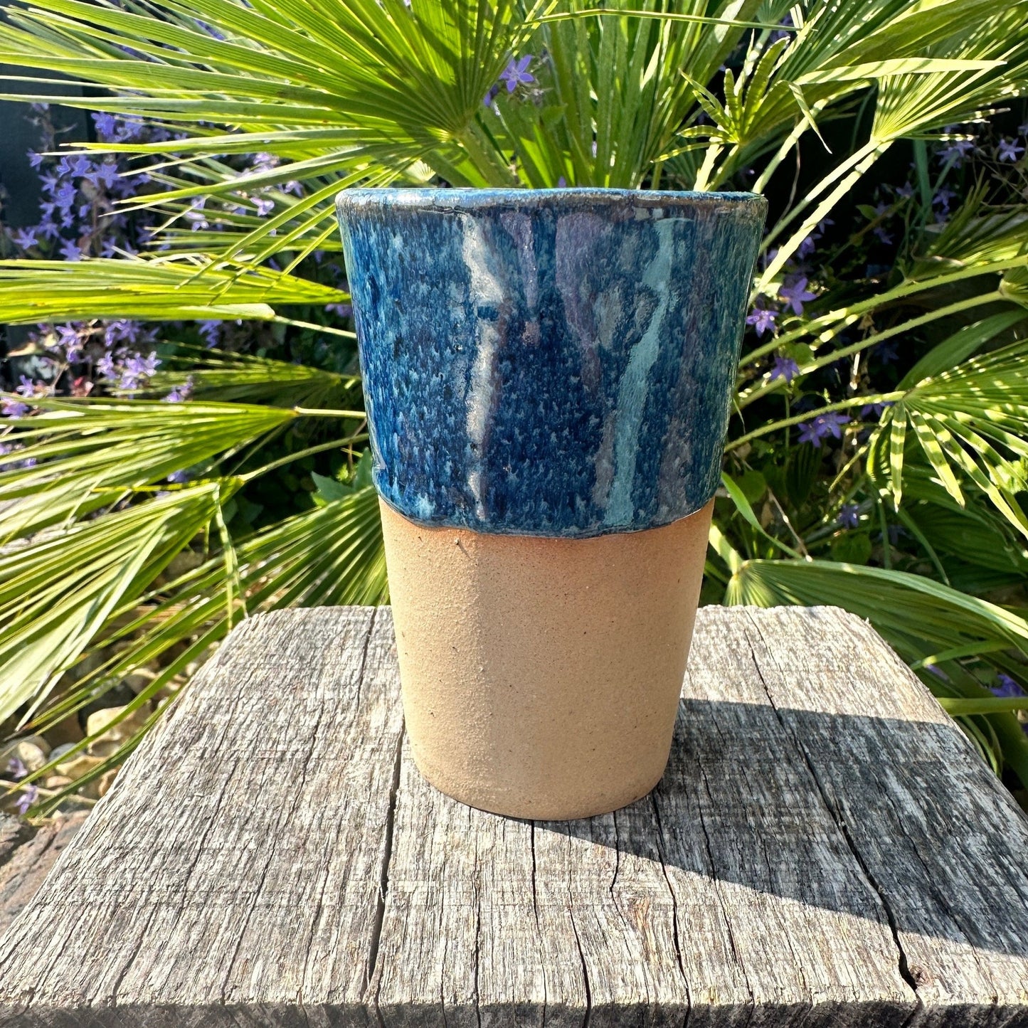 Blue Ceramic Tumbler, Handmade Modern Cup - FJD Ceramics