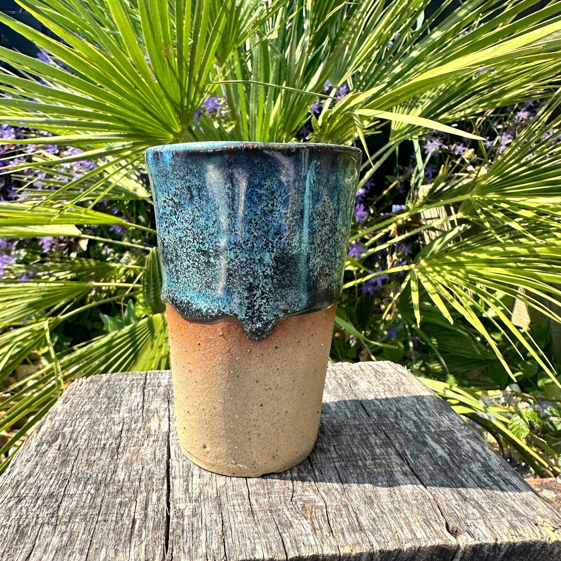 Blue Ceramic Tumbler, Handmade Modern Cup - FJD Ceramics