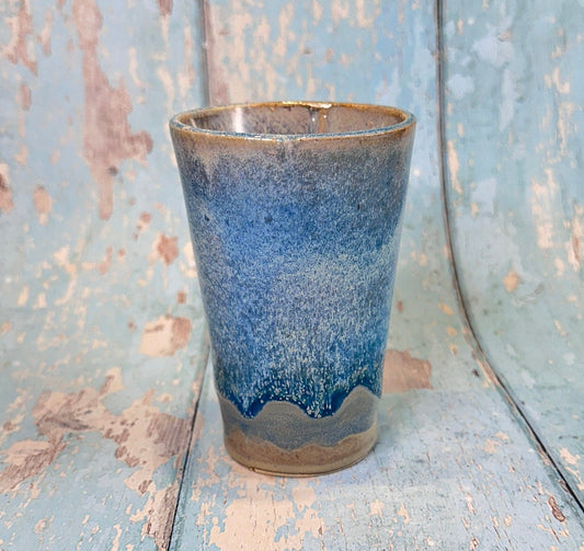 Blue Ceramic Tumbler, Handmade Modern Cup - FJD Ceramics
