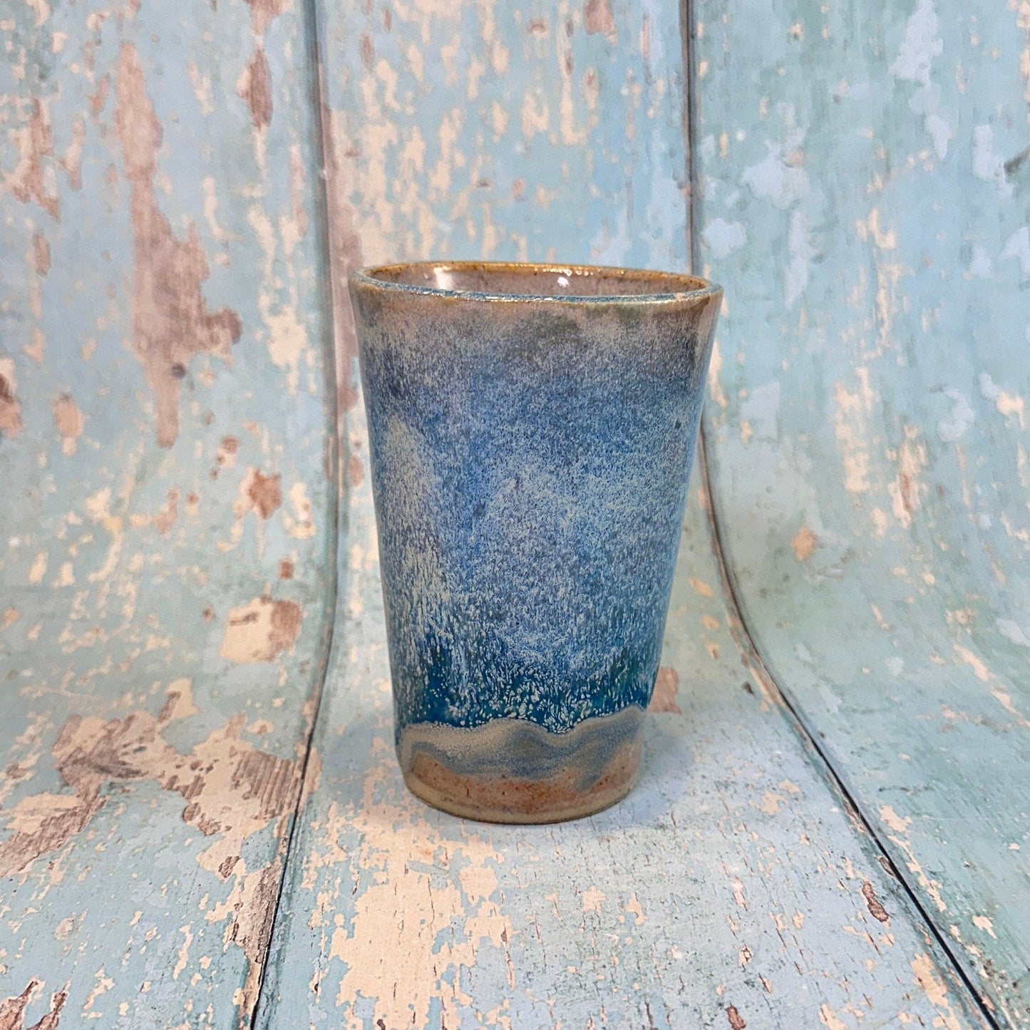 Blue Ceramic Tumbler, Handmade Modern Cup - FJD Ceramics