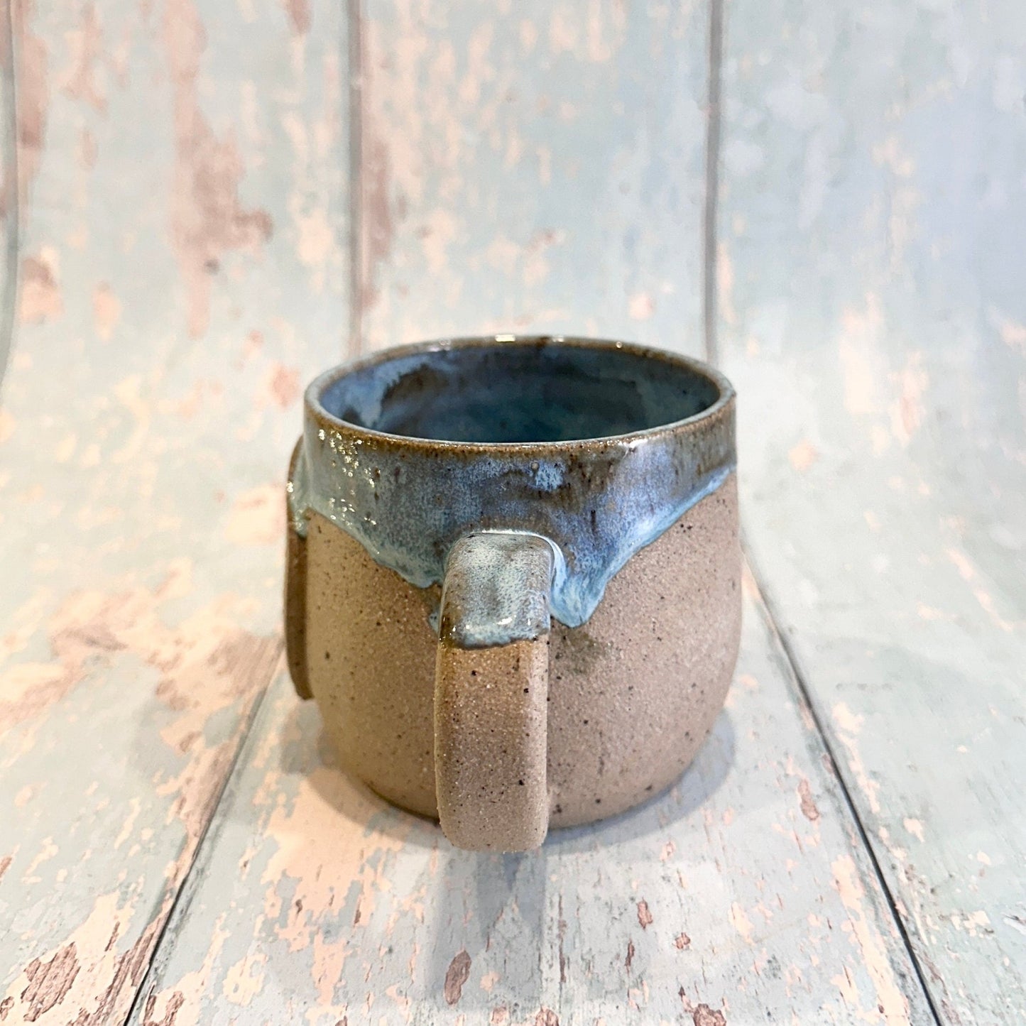 Blue Christmas Snow Globe Mug, Handmade Ceramic Cup - FJD Ceramics