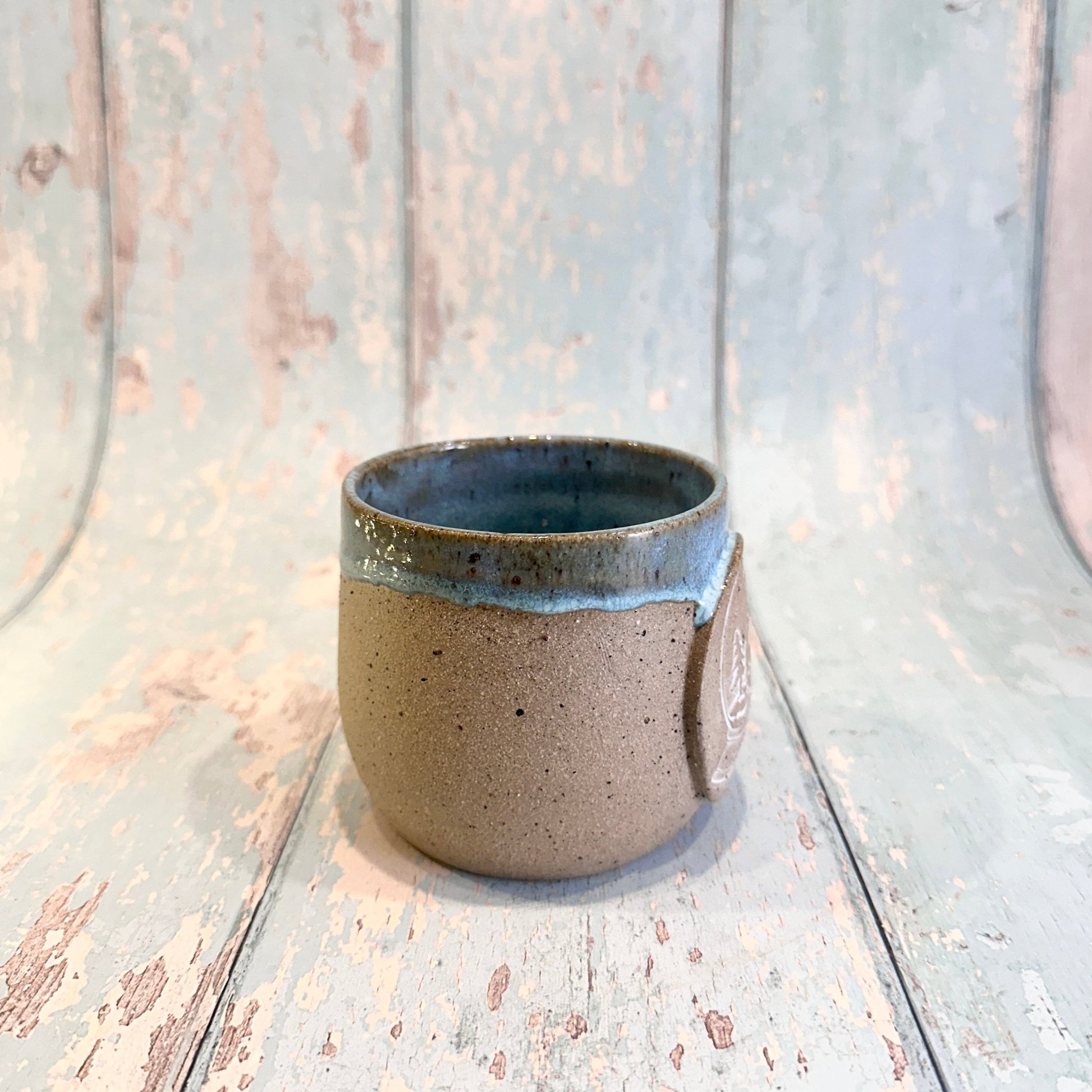Blue Christmas Snow Globe Mug, Handmade Ceramic Cup - FJD Ceramics