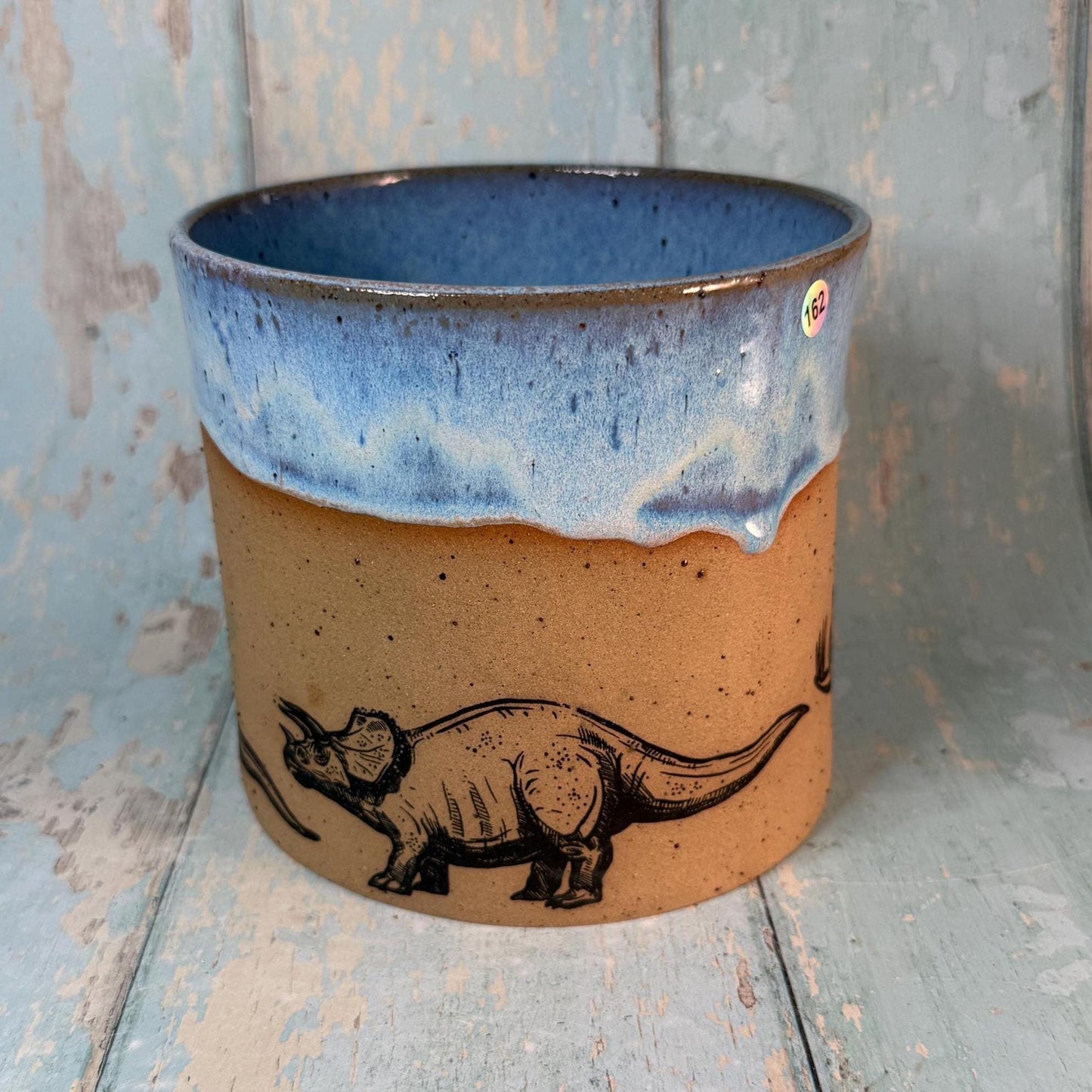 Blue Dinosaur Planter, Ceramic Plant Pot - FJD Ceramics