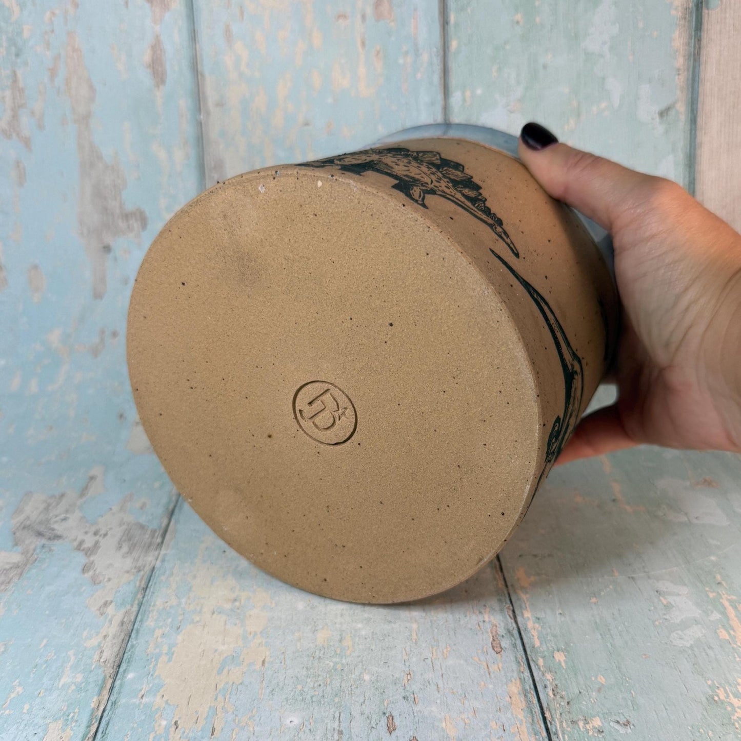 Blue Dinosaur Planter, Ceramic Plant Pot - FJD Ceramics