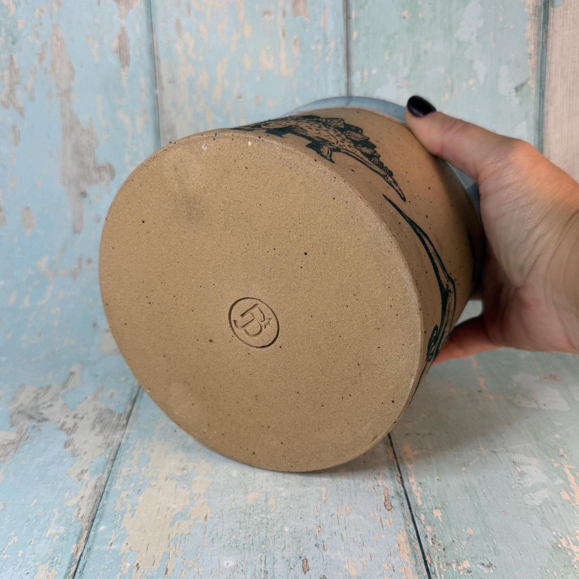 Blue Dinosaur Planter, Ceramic Plant Pot - FJD Ceramics