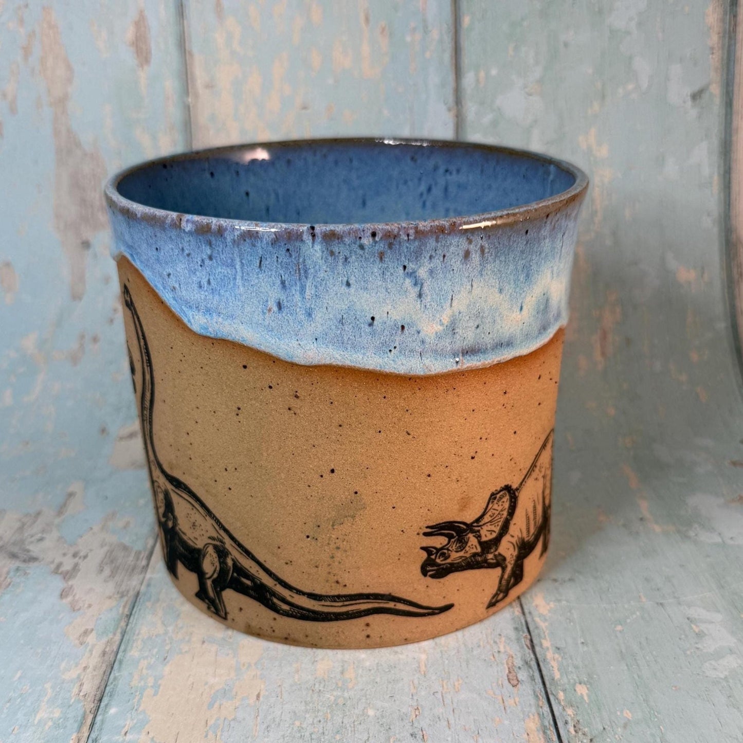 Blue Dinosaur Planter, Ceramic Plant Pot - FJD Ceramics