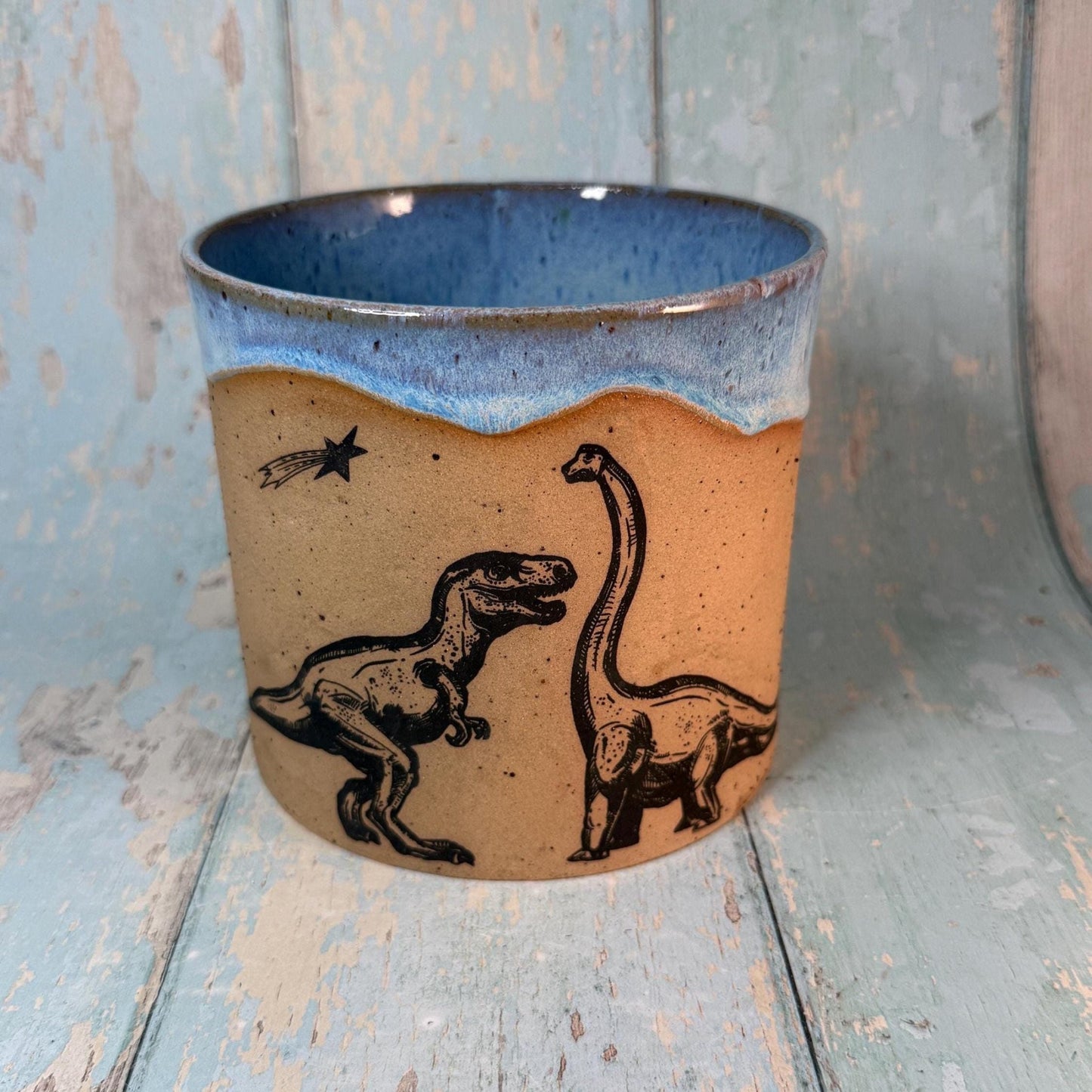 Blue Dinosaur Planter, Ceramic Plant Pot - FJD Ceramics