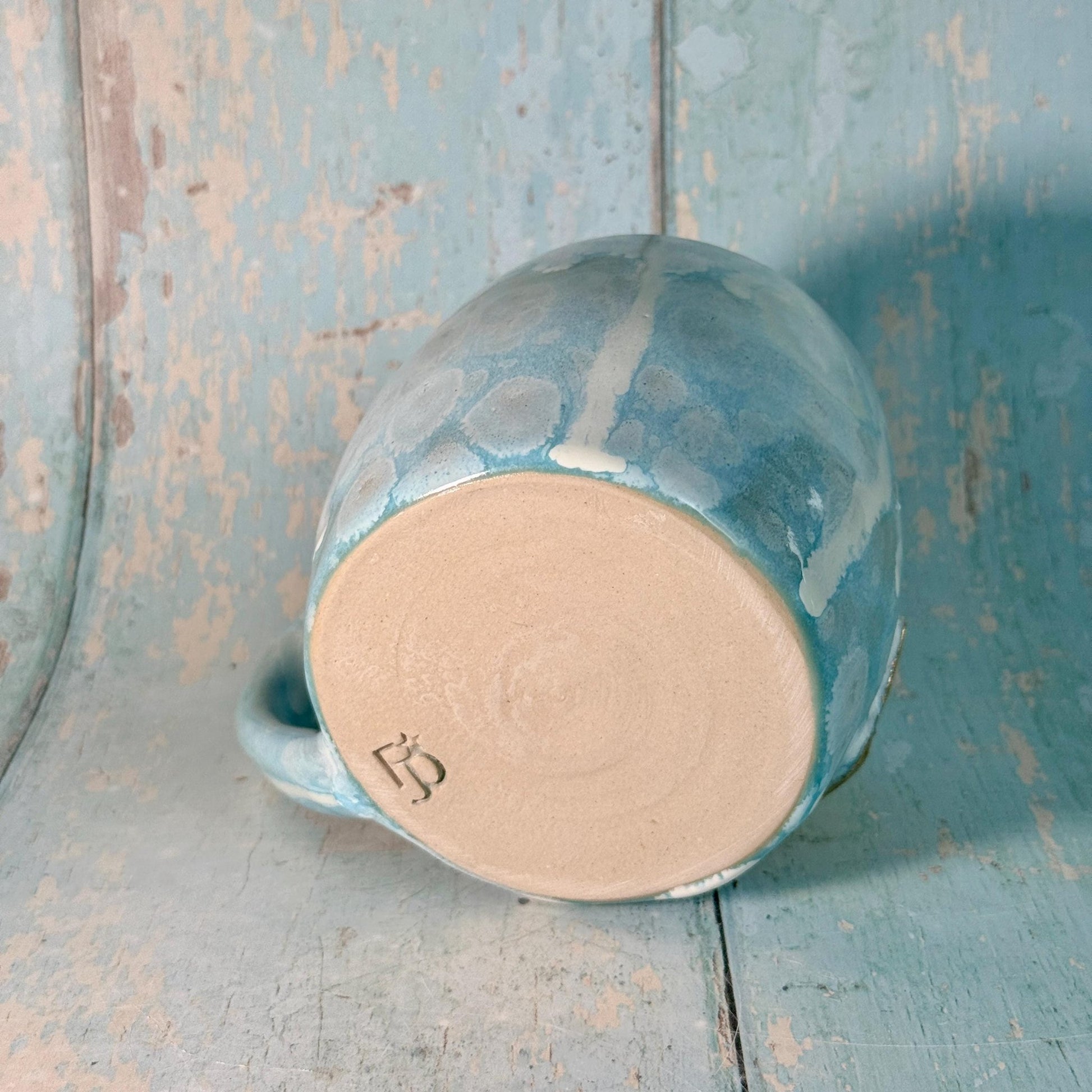 Blue Gold Star Mug, Handmade Ceramic Mug - FJD Ceramics