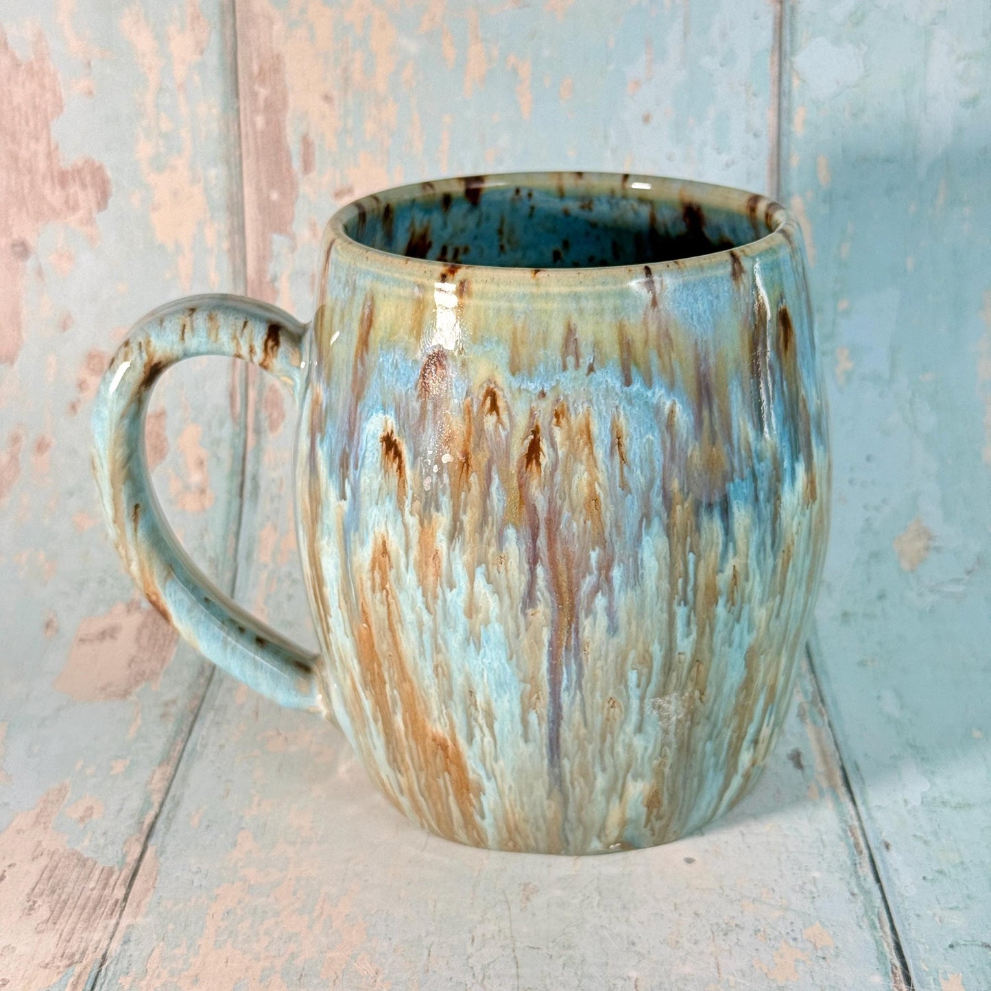Blue Gold Star Mug, Handmade Ceramic Mug - FJD Ceramics