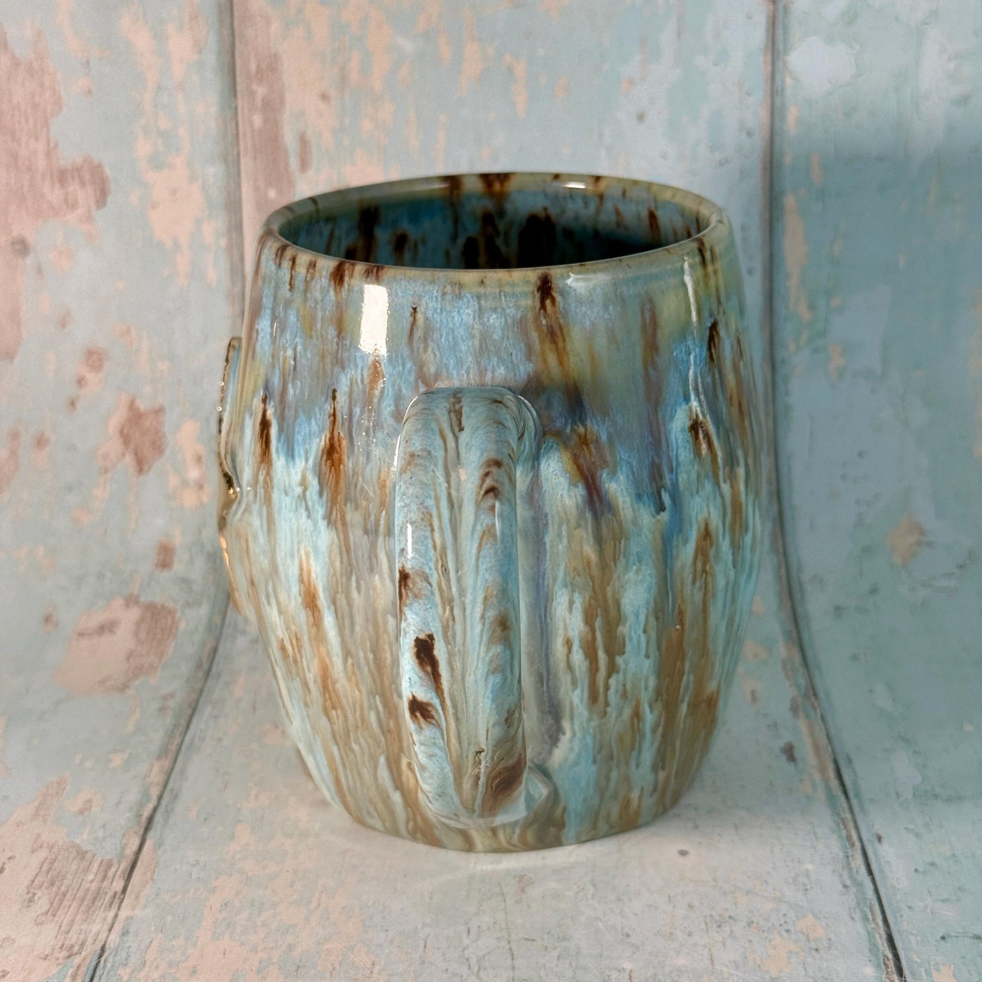 Blue Gold Star Mug, Handmade Ceramic Mug - FJD Ceramics