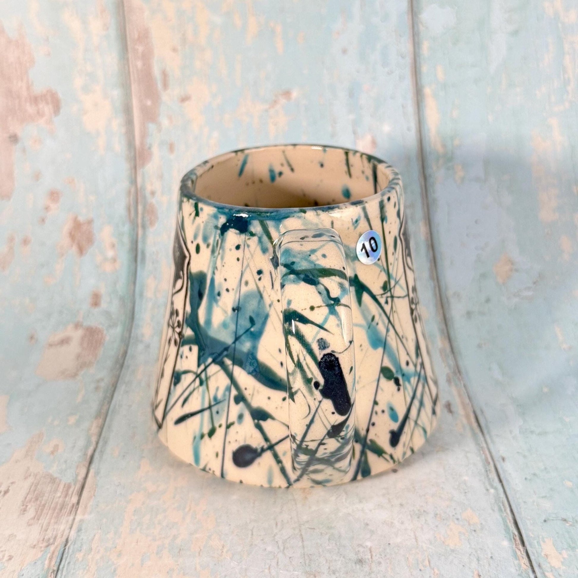 Blue Green 'Beetle Arsenic" Label Mug Halloween Spooky Season Cup - FJD Ceramics