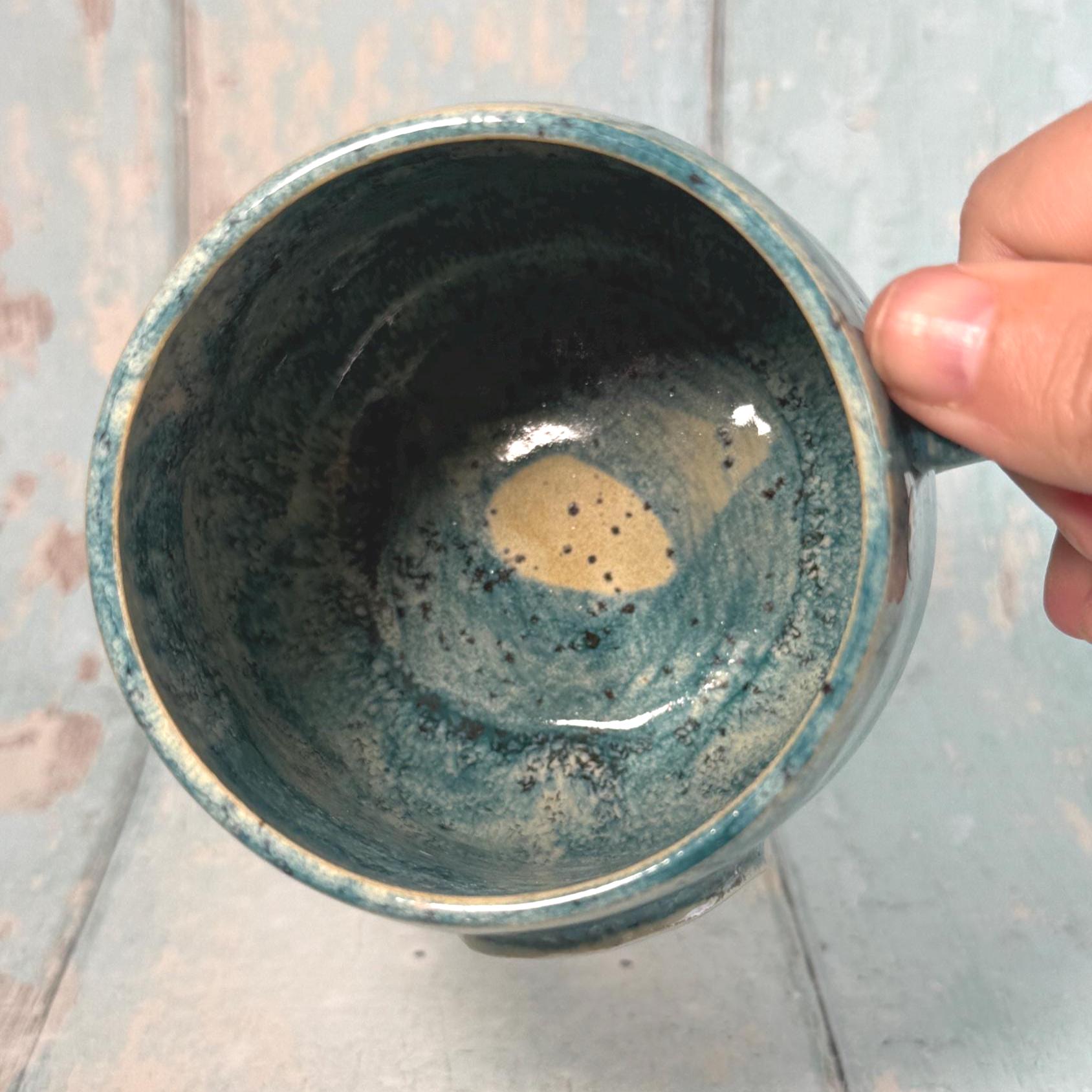Blue & Green Seahorse Mug, Large Ceramic Cup - FJD Ceramics