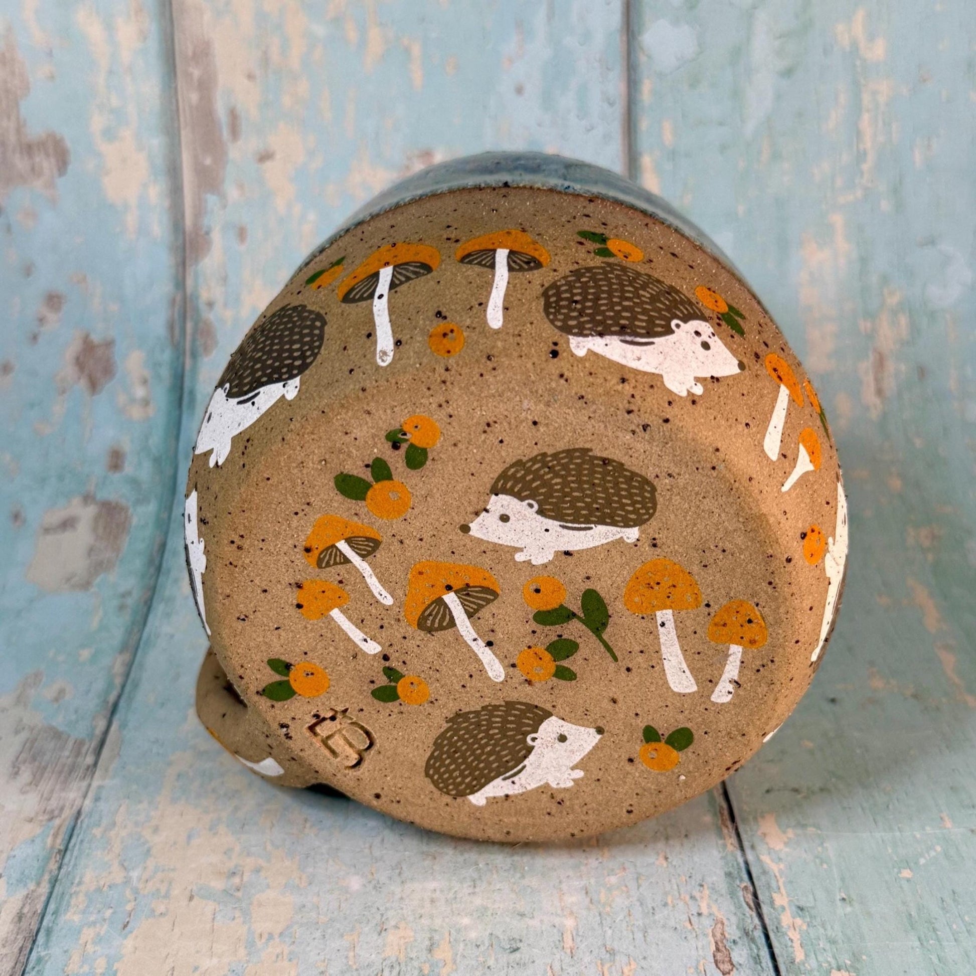 Blue Grey Hedgehog Mug, Large Ceramic Cup - FJD Ceramics