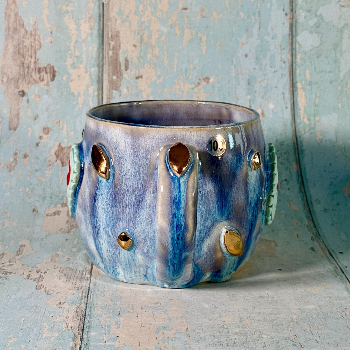 Blue Heart Mug, Boho Ceramic Cup - Second - FJD Ceramics