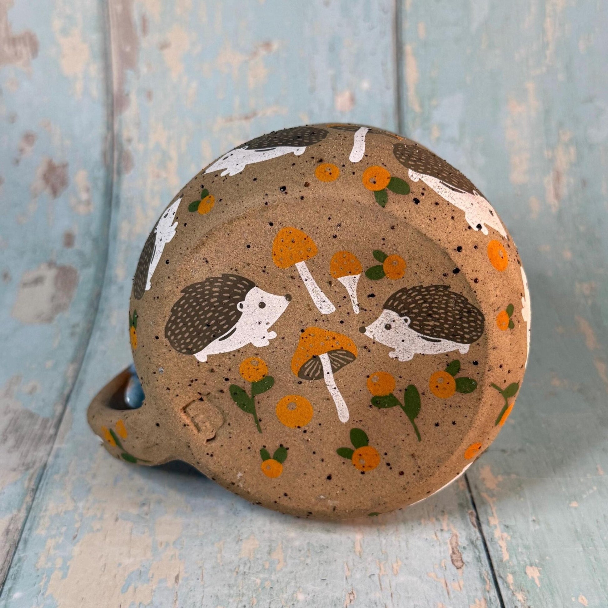 Blue Hedgehog Mug, Large Ceramic Cup - FJD Ceramics