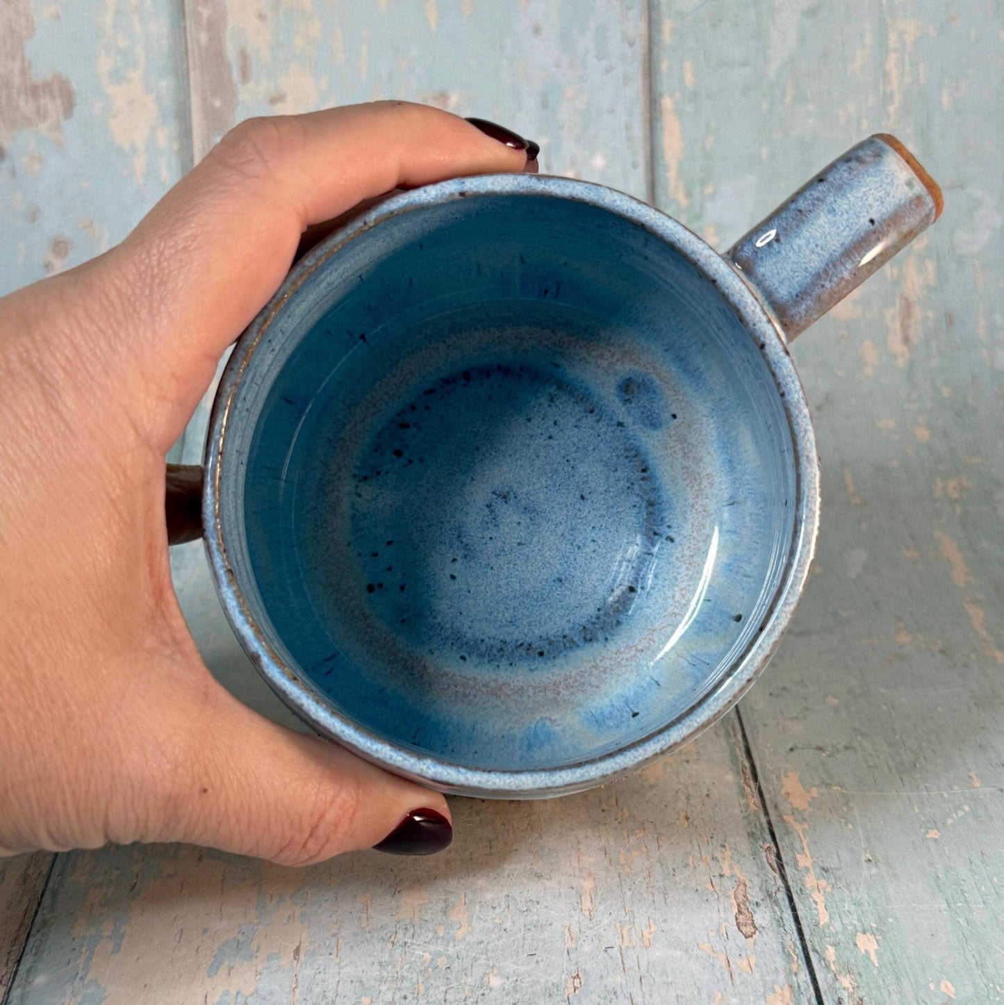 Blue Hedgehog Mug, Large Ceramic Cup - FJD Ceramics